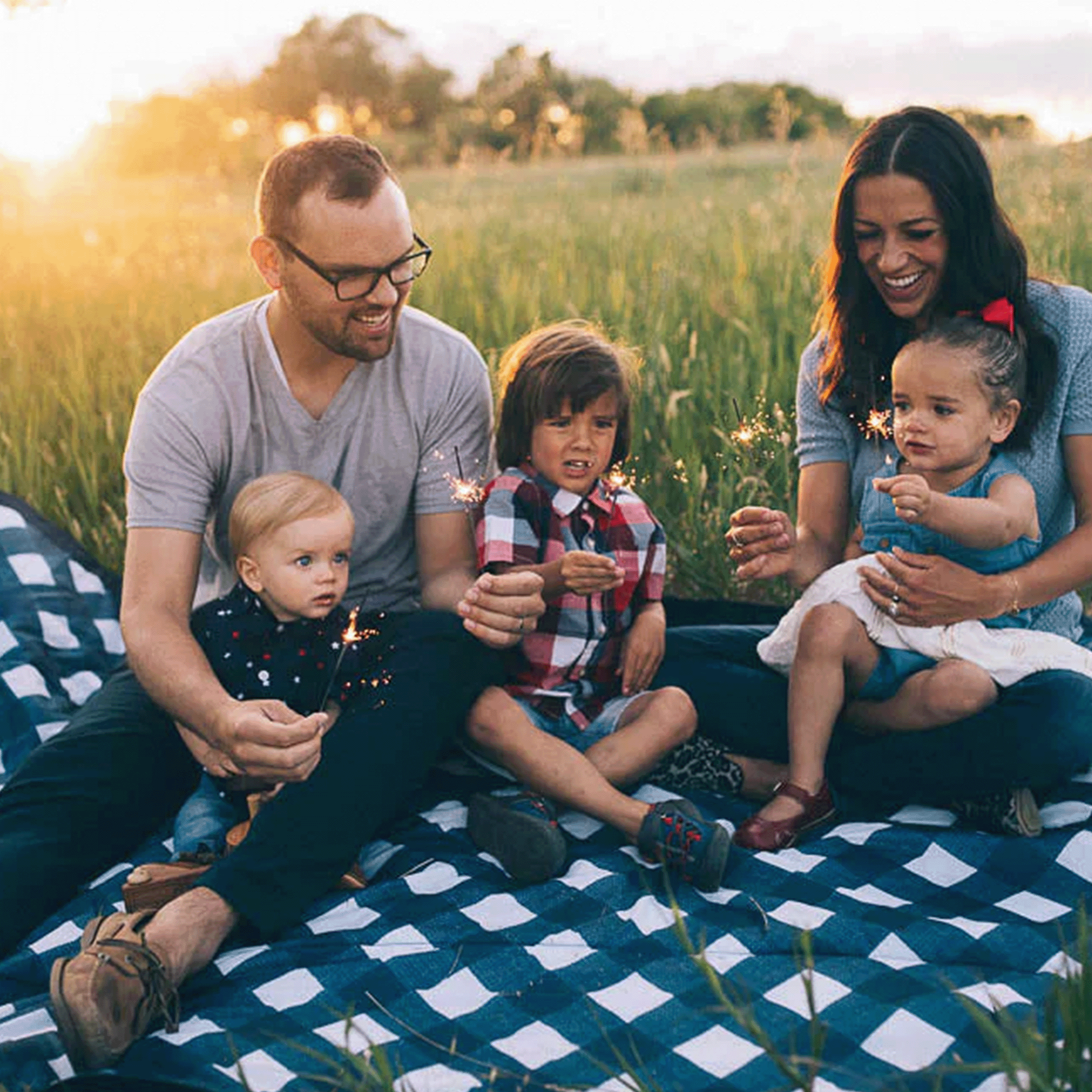 Outdoor Blanket Navy Plaid Little Unicorn USA