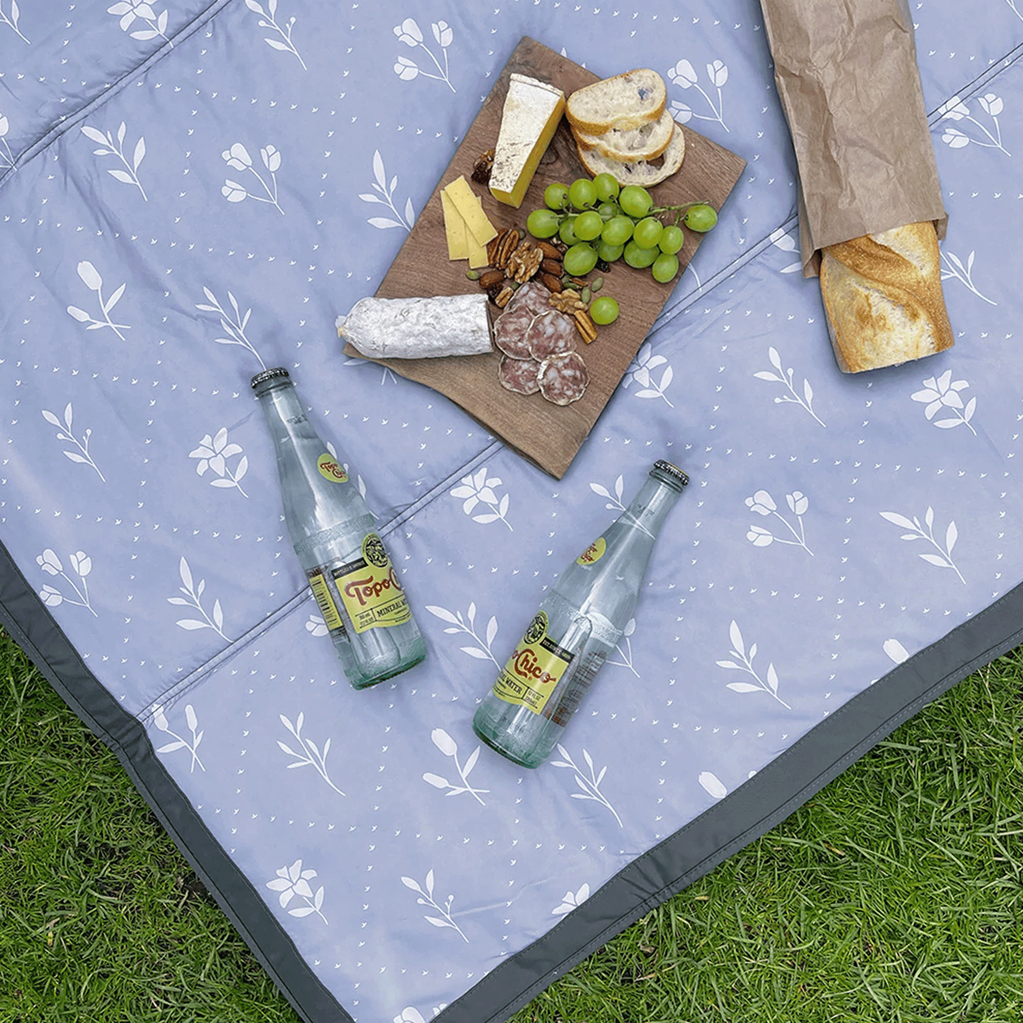 Outdoor Blanket - Blue Floral Patch