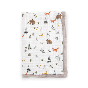 Cotton Muslin Baby Quilt - Forest Friends