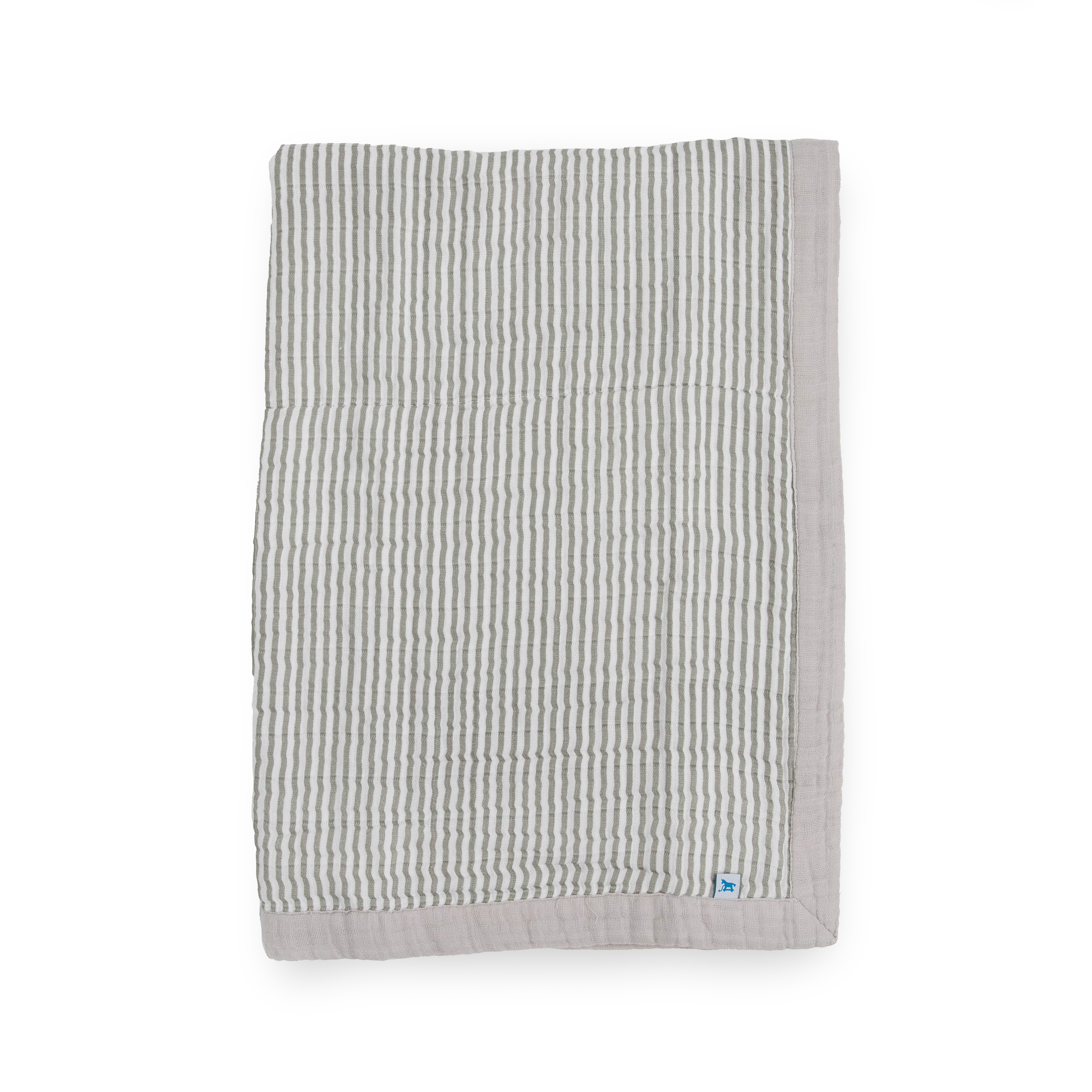 Cotton Muslin Baby Quilt - Grey Stripe