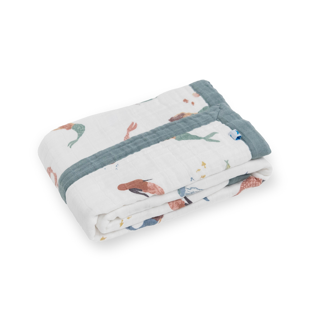 Cotton Muslin Baby Quilt Mermaids Little Unicorn USA