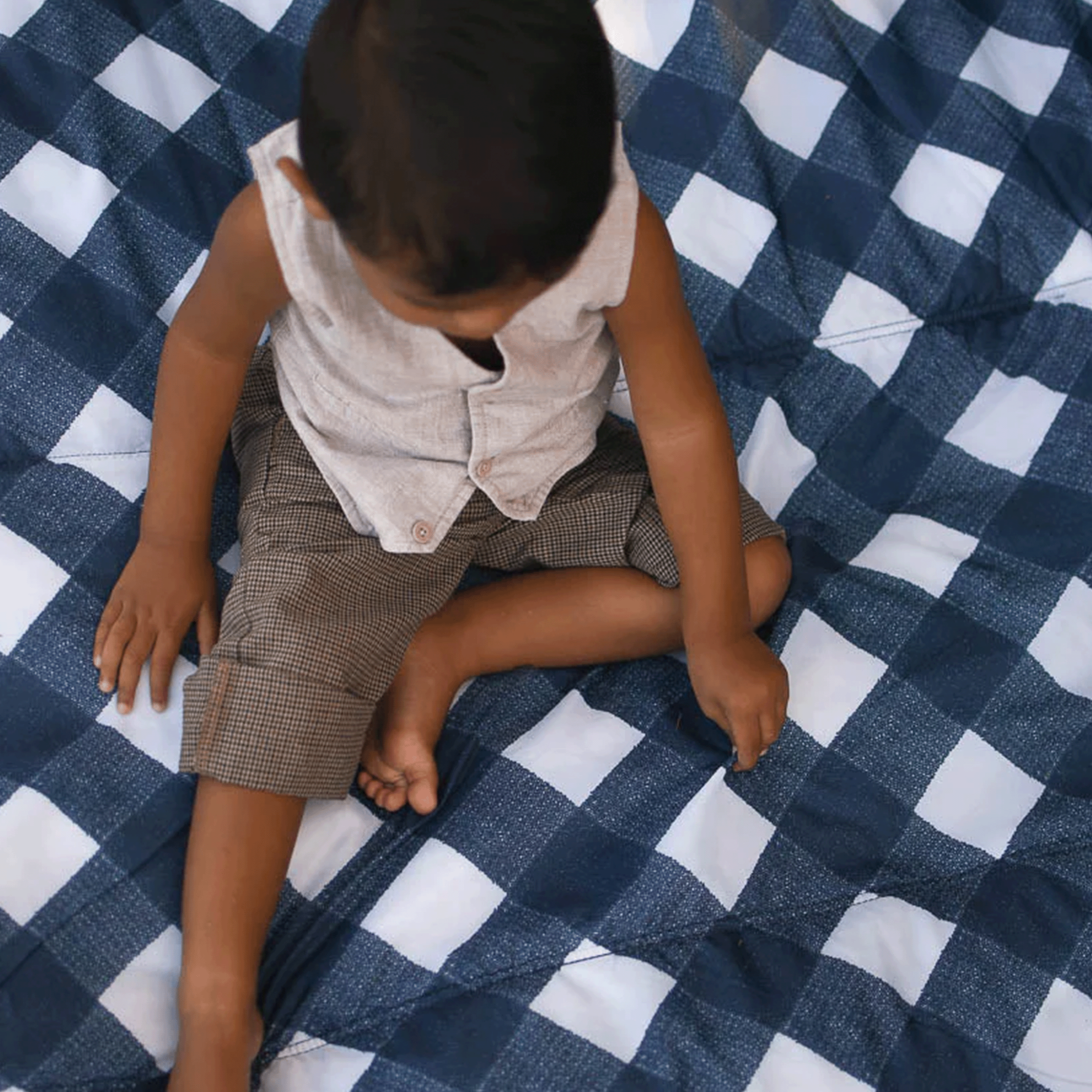 Outdoor Blanket Navy Plaid