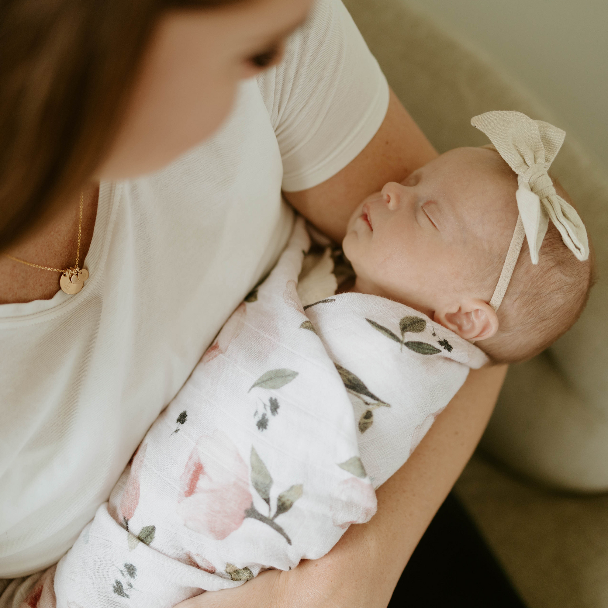 Organic Cotton Muslin Swaddle Blanket 2 Pack - Watercolor Floret