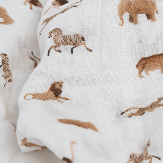 Organic Cotton Muslin Swaddle Blanket Animal Crackers Little