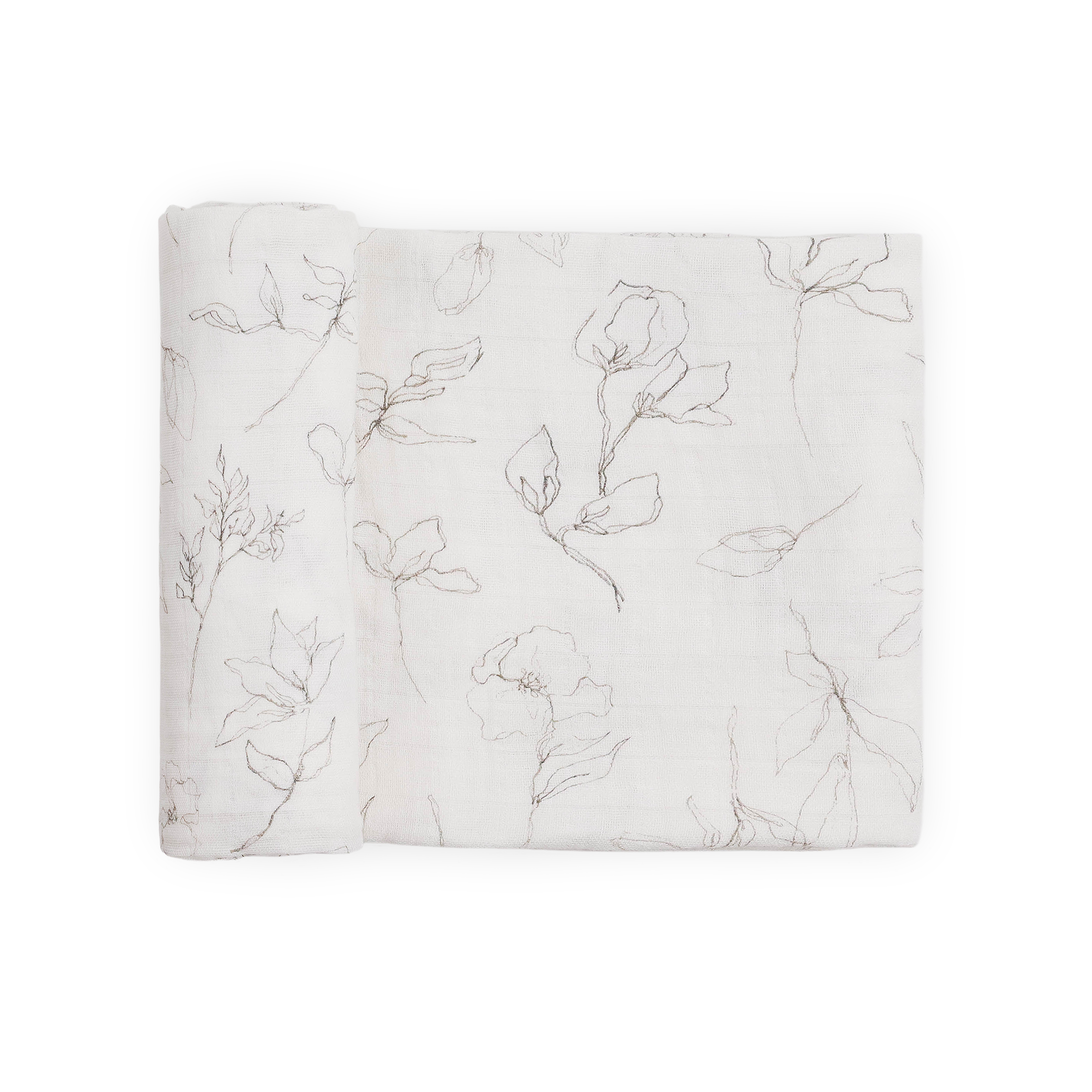 Organic Cotton Muslin Swaddle Blanket - Pencil Floral