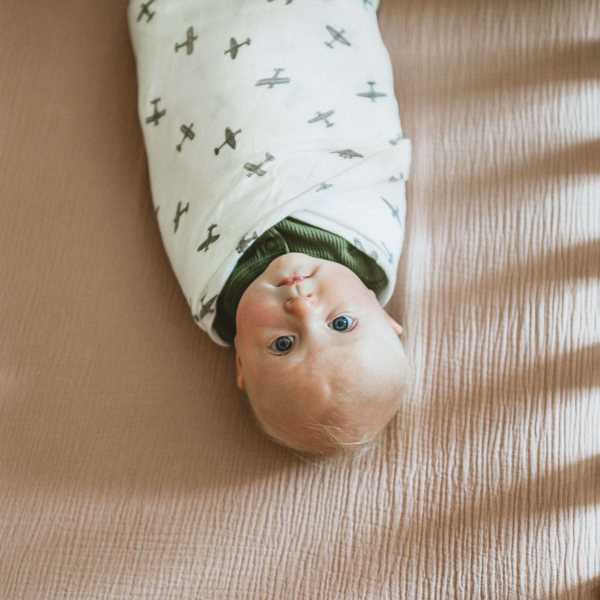Organic Cotton Muslin Swaddle Blanket 2 Pack - Pewter Planes