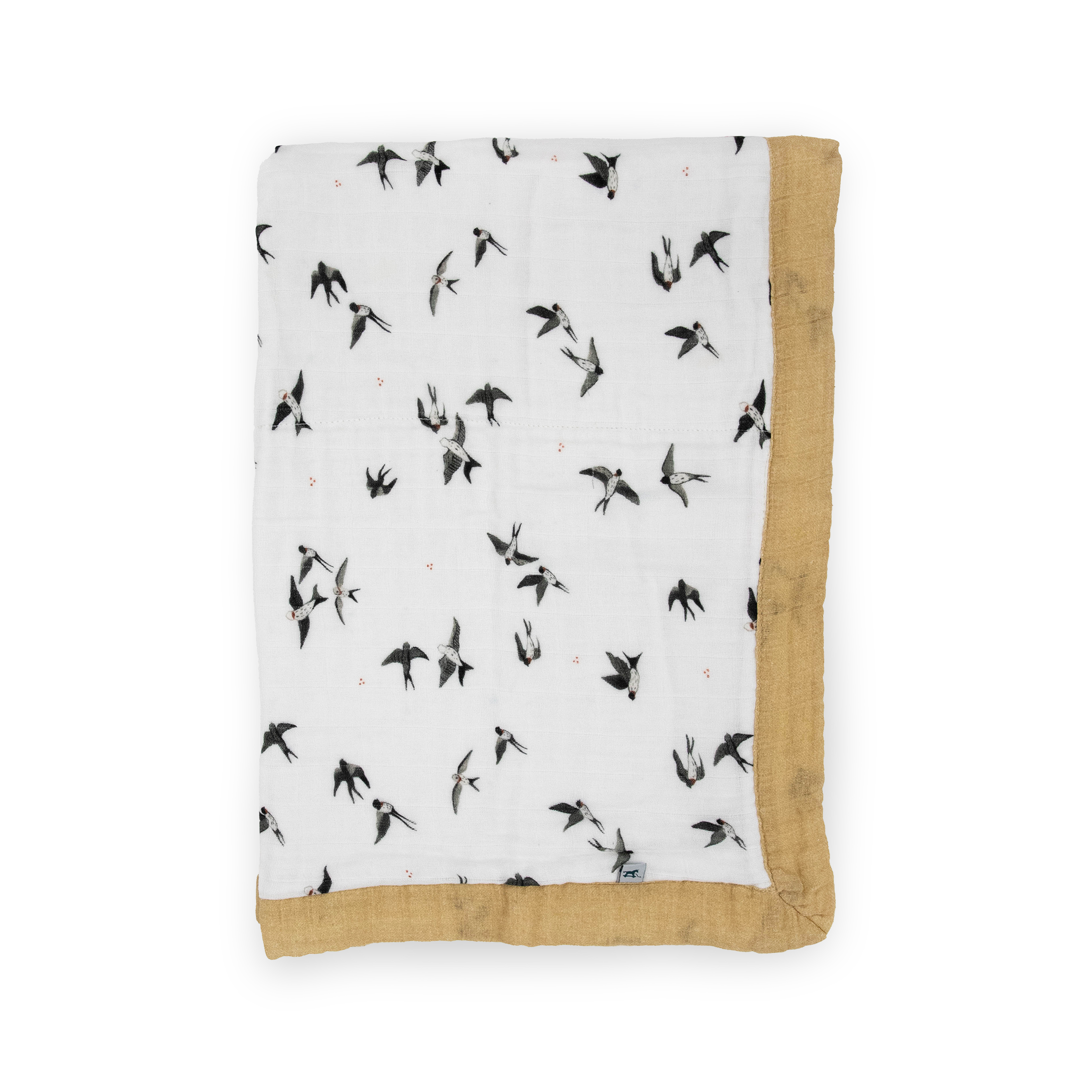 Organic Cotton Muslin Baby Quilt - Swallows