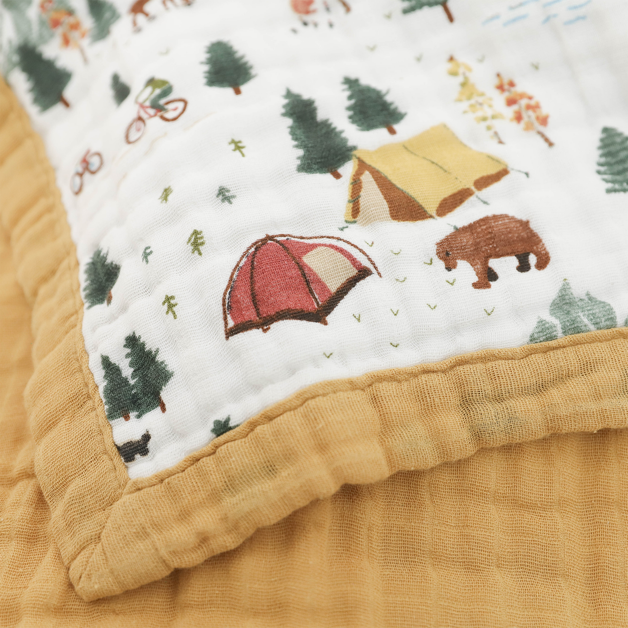 Organic Cotton Muslin Baby Quilt - Alpine Adventure