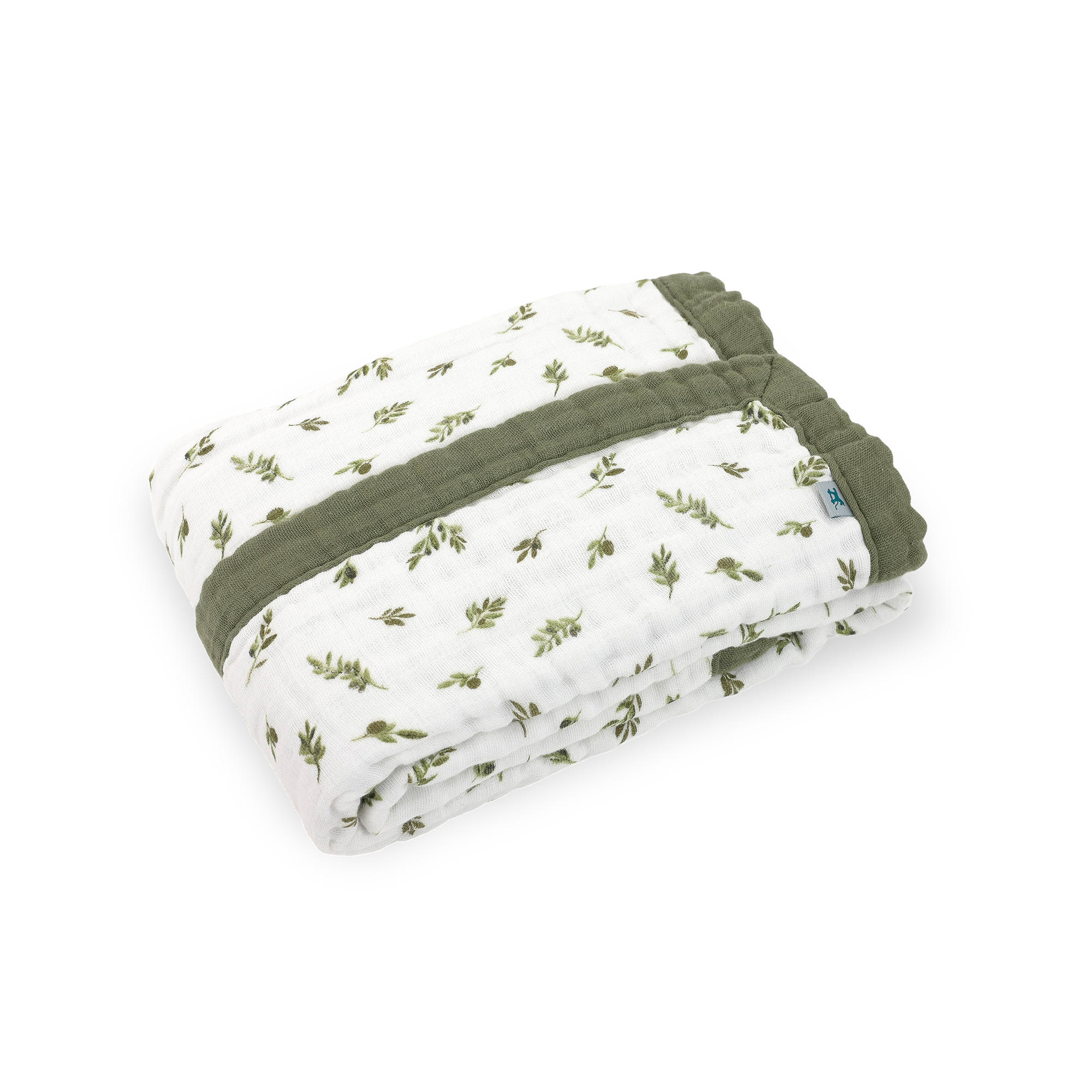 Organic Cotton Muslin Baby Quilt - Olive Branch