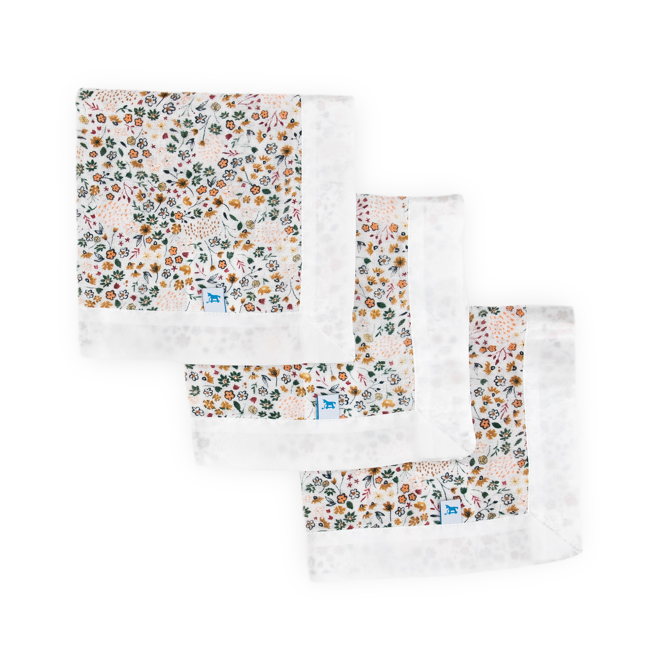 Cotton Muslin Security Blanket 3 Pack - Pressed Petals
