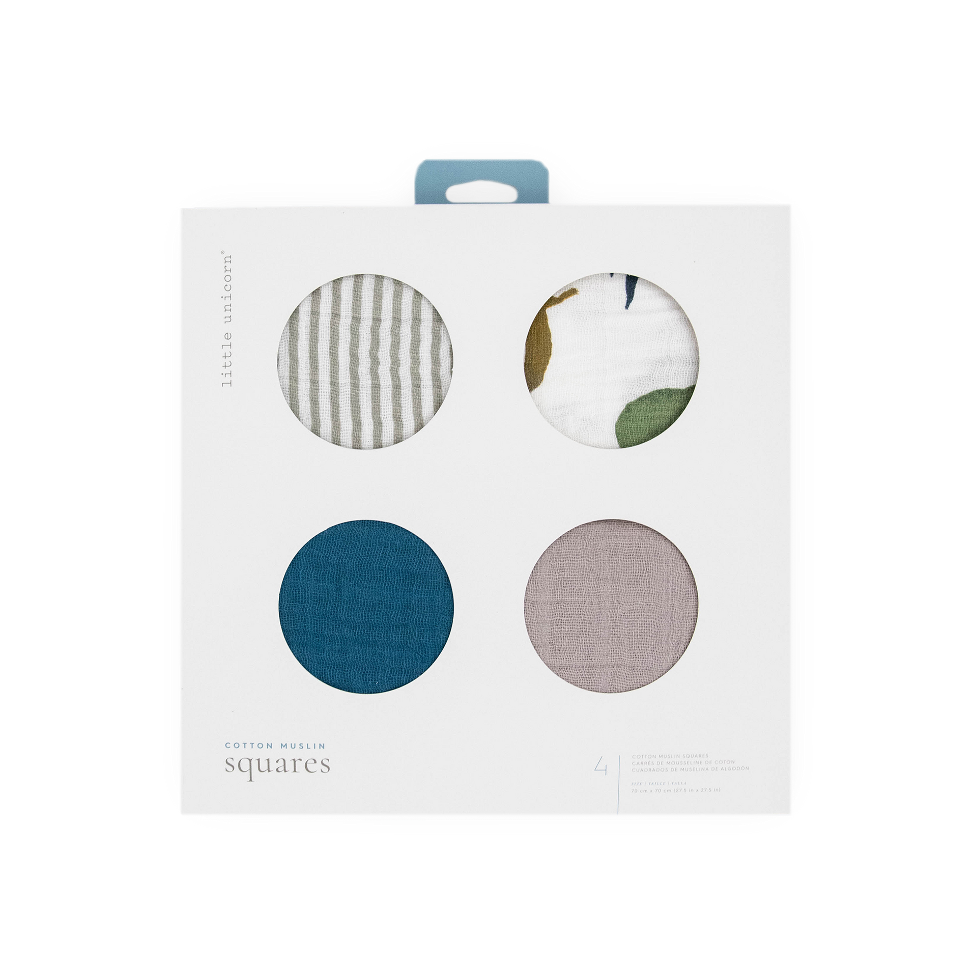 Cotton Muslin Squares 4 Pack Dino Friends Little Unicorn USA