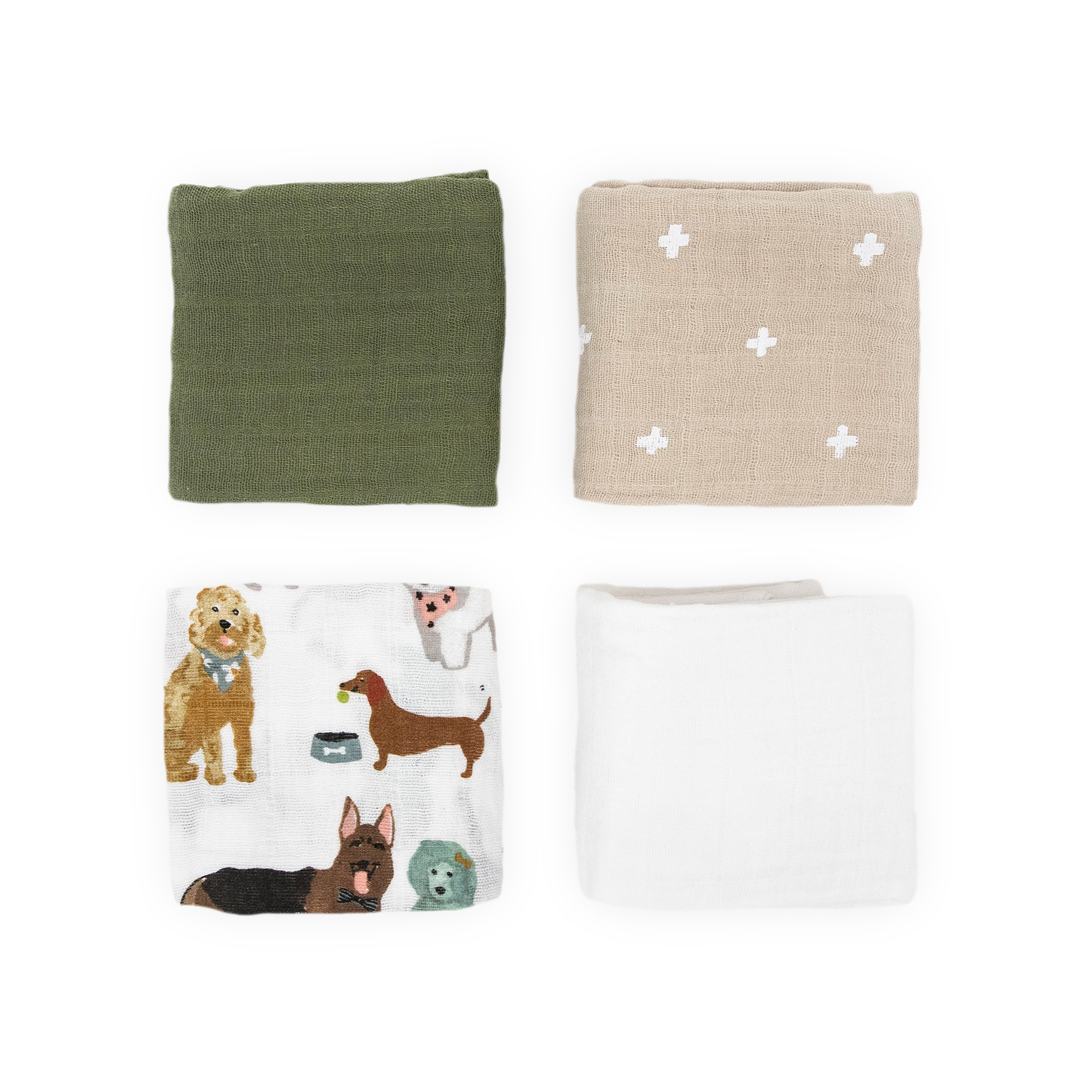 Cotton Muslin Squares 4 Pack - Woof