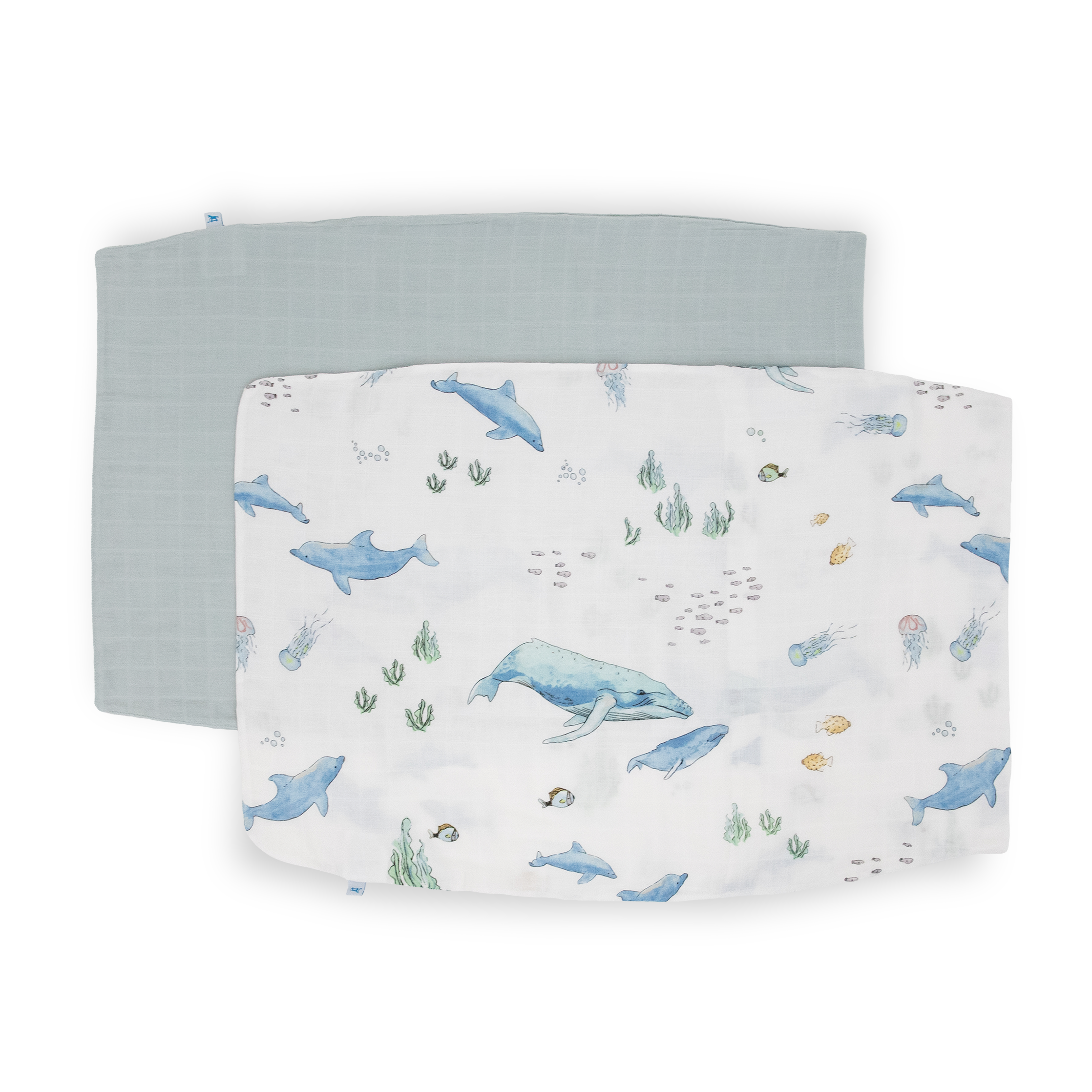 Cotton Muslin Pillowcase 2 Pack - Whales