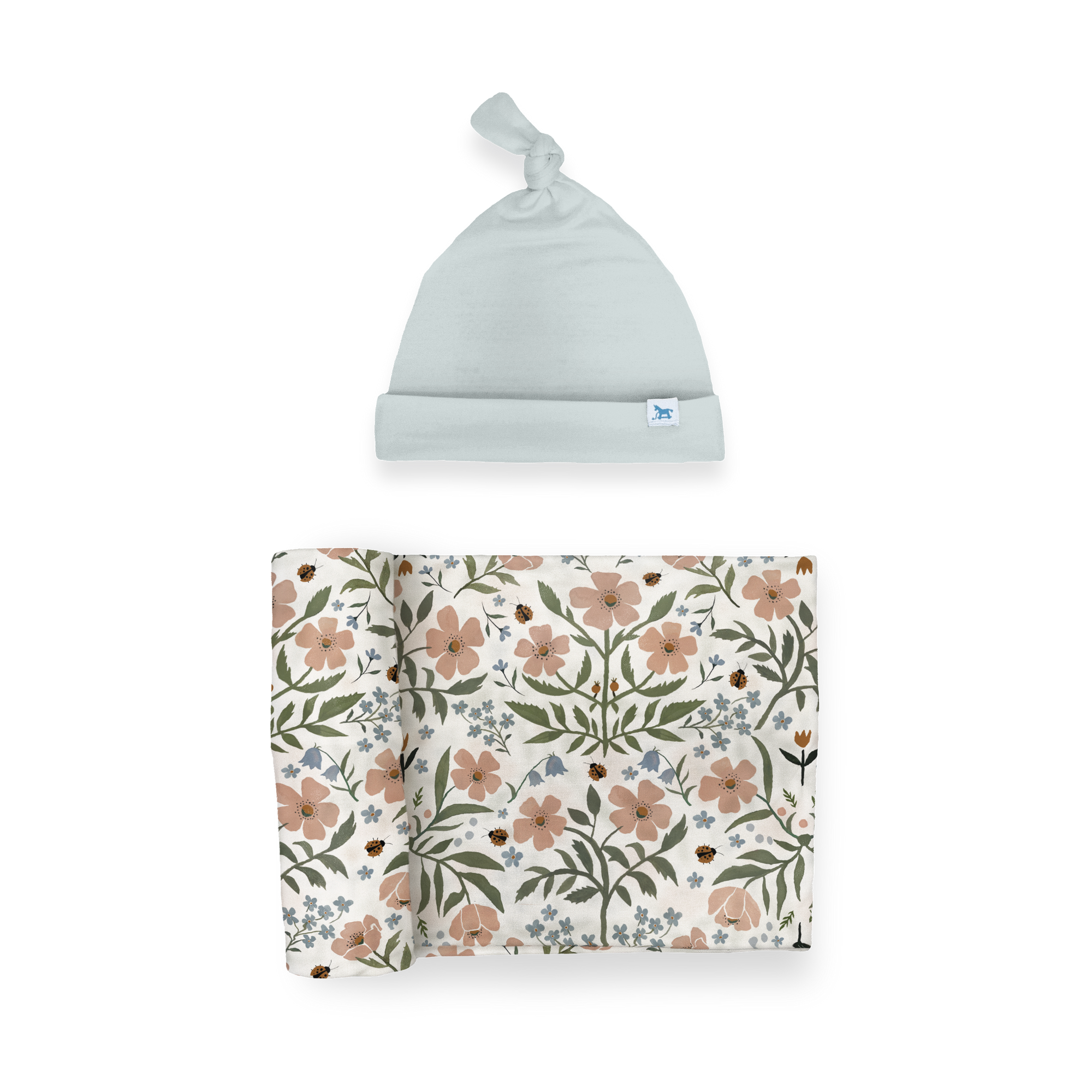 Stretch Knit Swaddle and Hat Set - Wild Rose