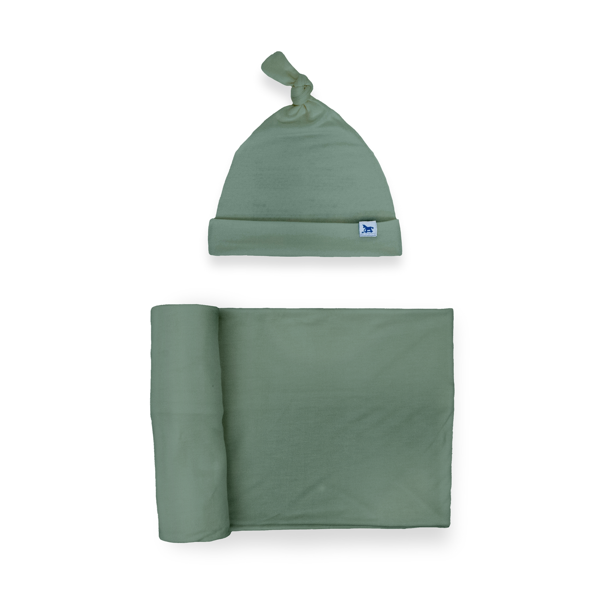 Stretch Knit Swaddle and Hat Set - Pine