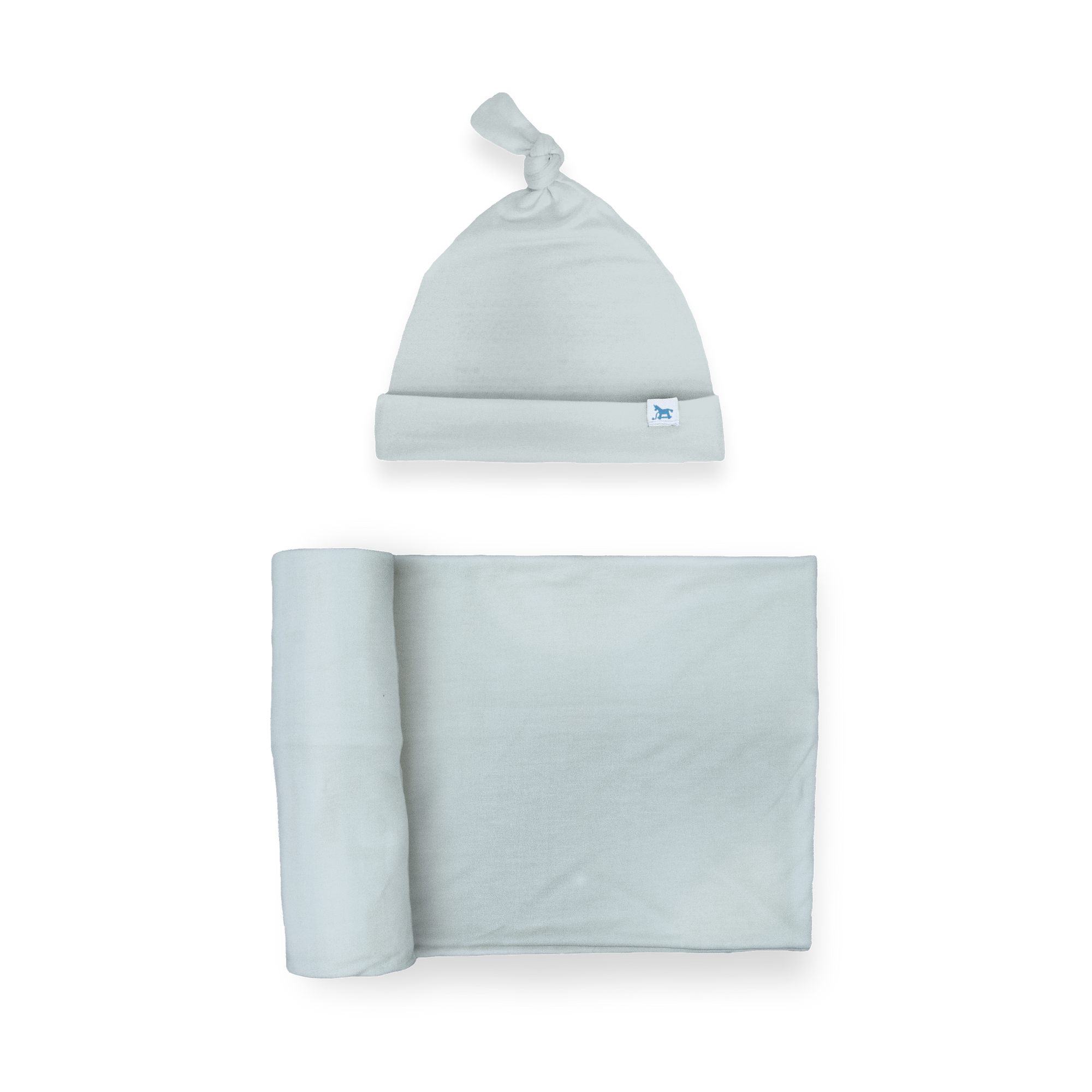 Stretch Knit Swaddle and Hat Set - Powder Blue