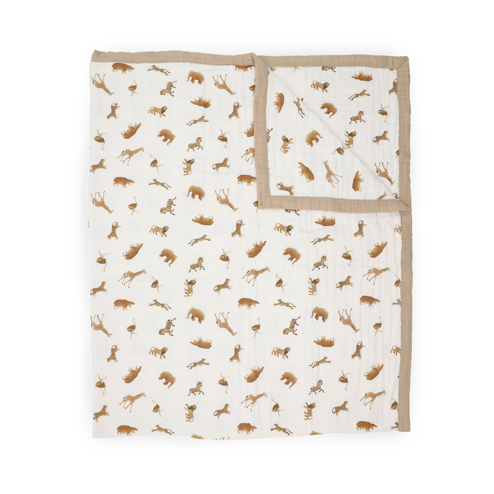 Organic Cotton Muslin Quilted Throw - Animal Crackers