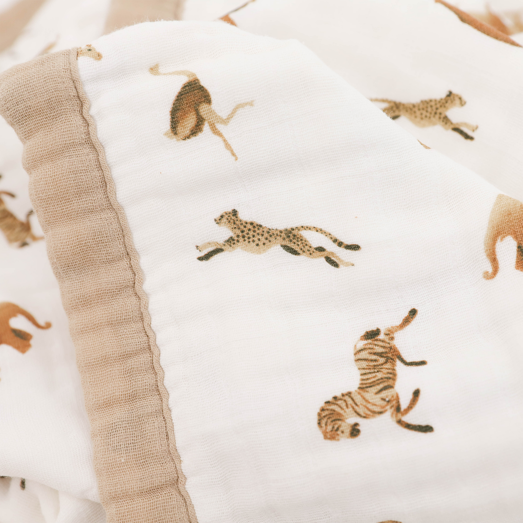 Organic Cotton Muslin Quilted Throw - Animal Crackers