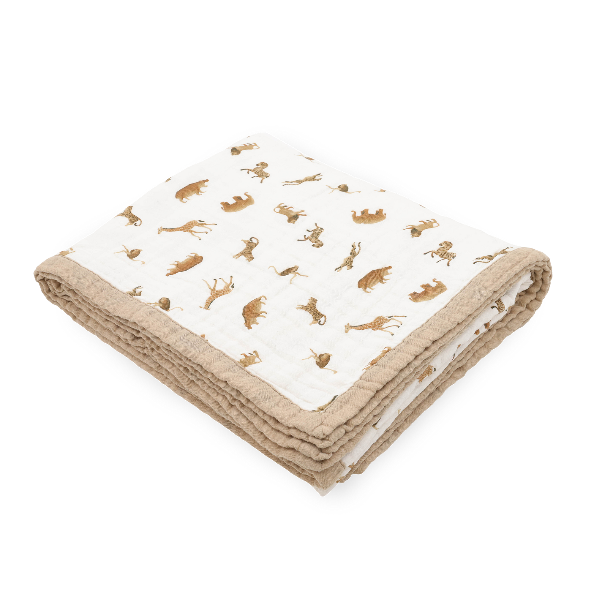 Organic Cotton Muslin Quilted Throw - Animal Crackers