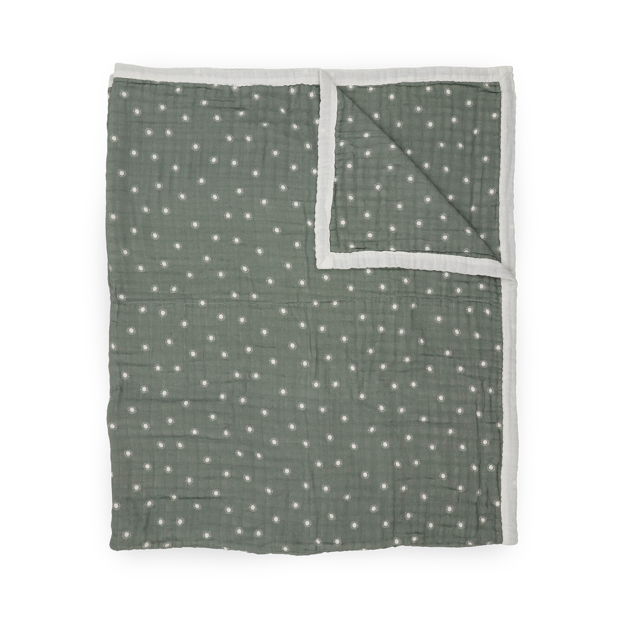Organic Cotton Muslin Quilted Throw - Sage Suns