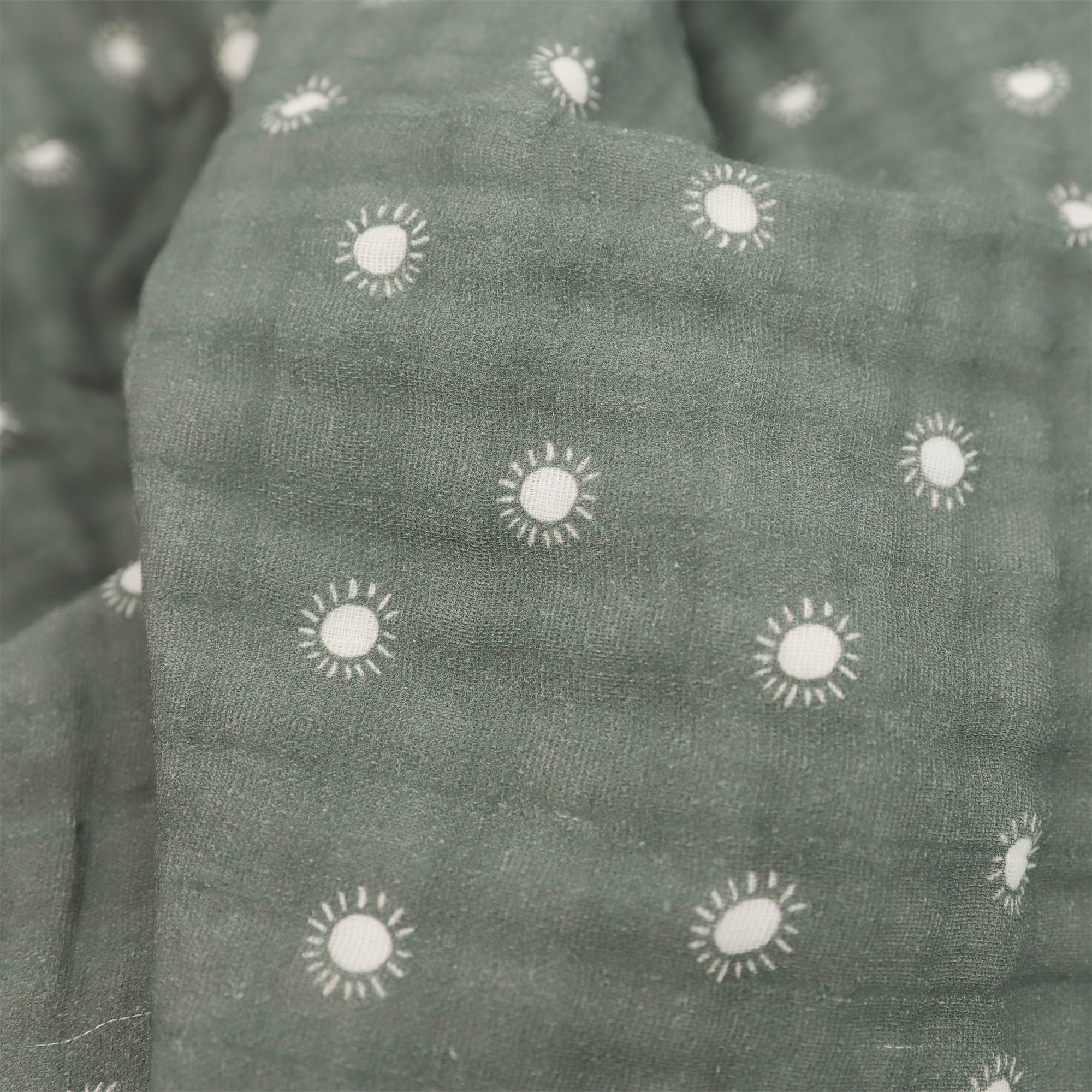 Organic Cotton Muslin Quilted Throw - Sage Suns