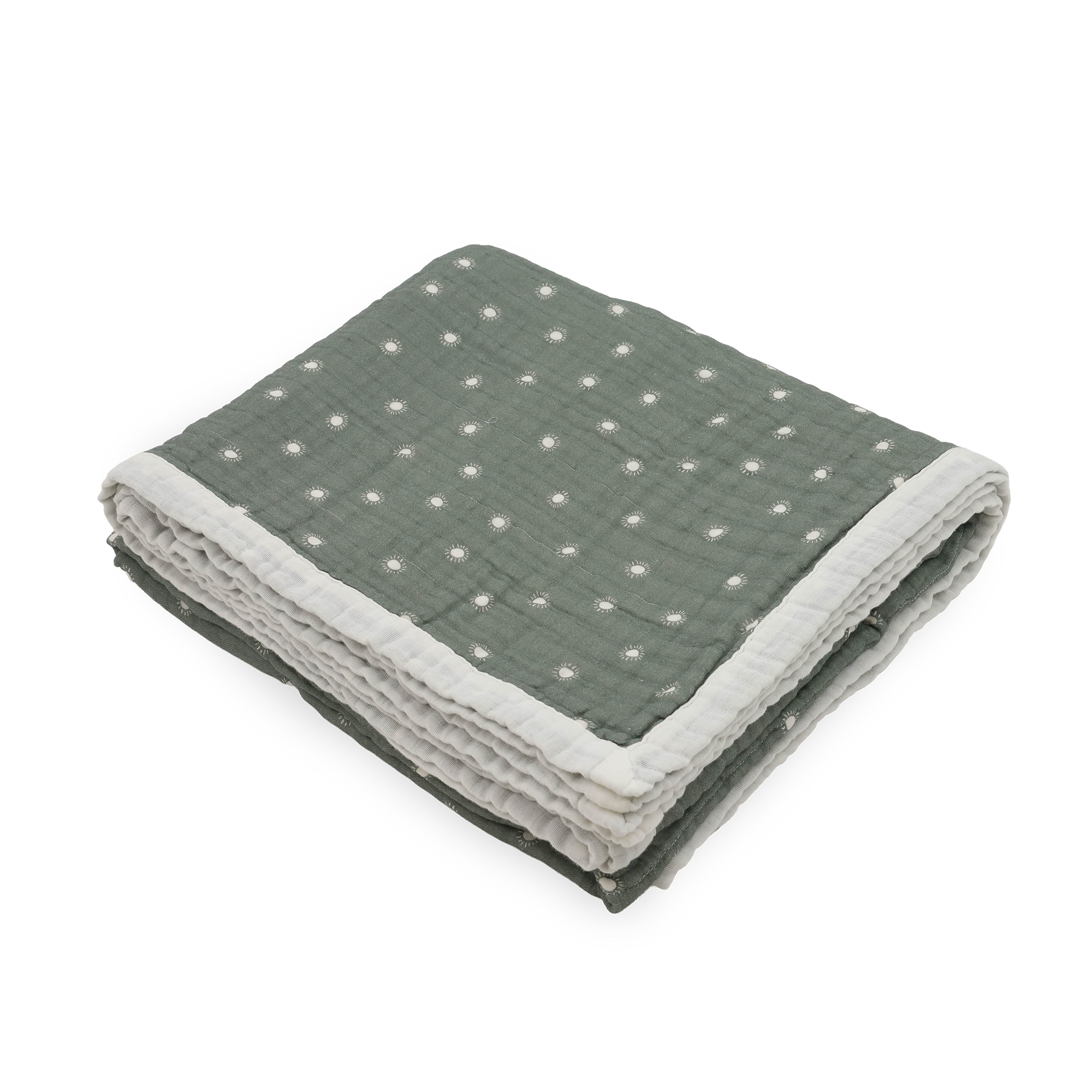 Organic Cotton Muslin Quilted Throw - Sage Suns
