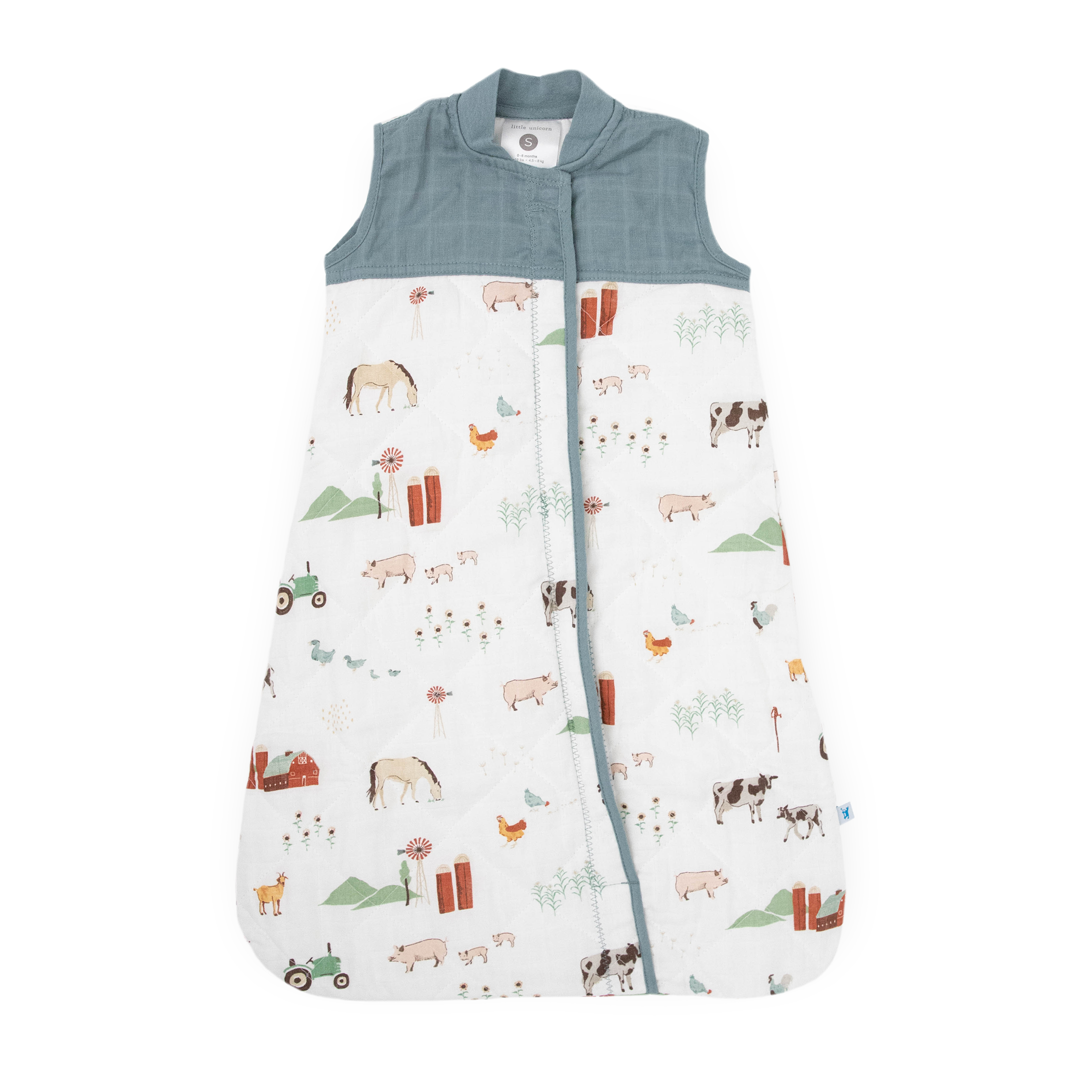 Cotton Muslin Quilted Sleep Bag - Farmyard