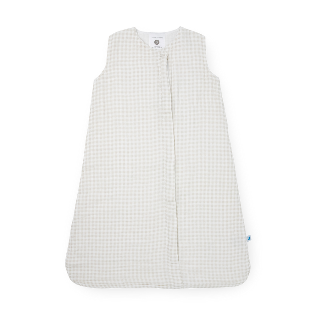 Cotton Muslin Sleep Bag Tan Gingham Little Unicorn USA