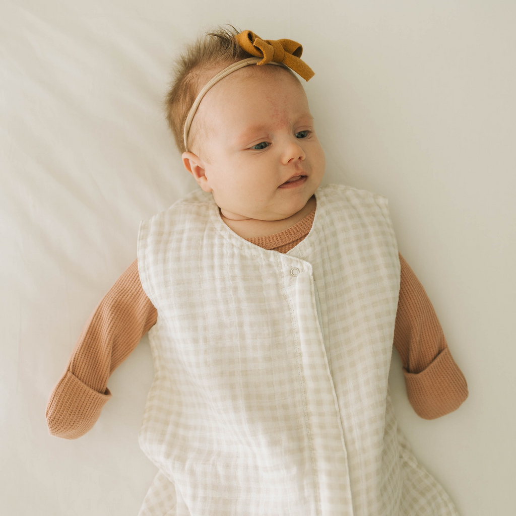 Cotton Muslin Sleep Bag - Tan Gingham – Little Unicorn USA