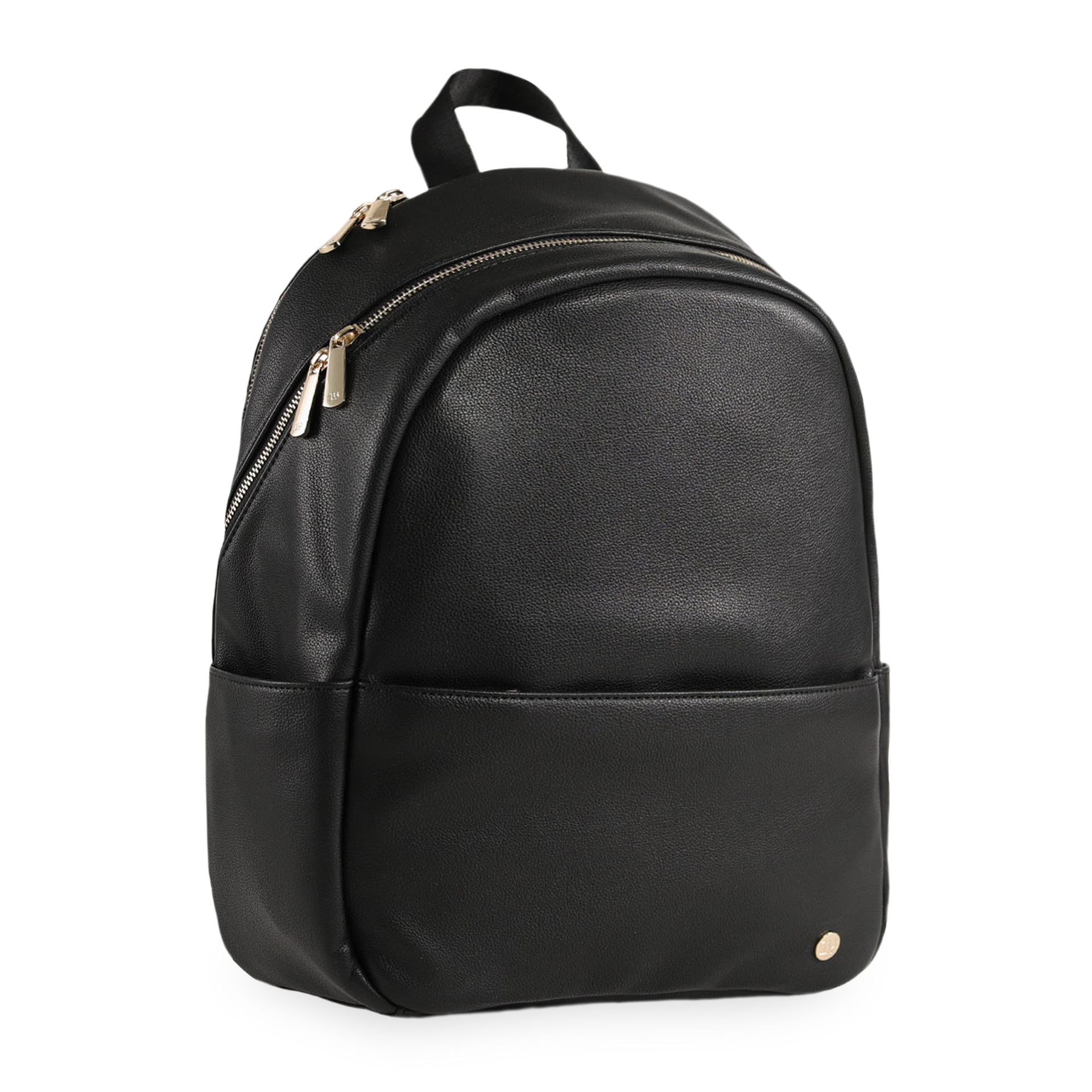 black leather backpack gold zipper Black Backpack with Gold Hardware | Functional Diaper Bag