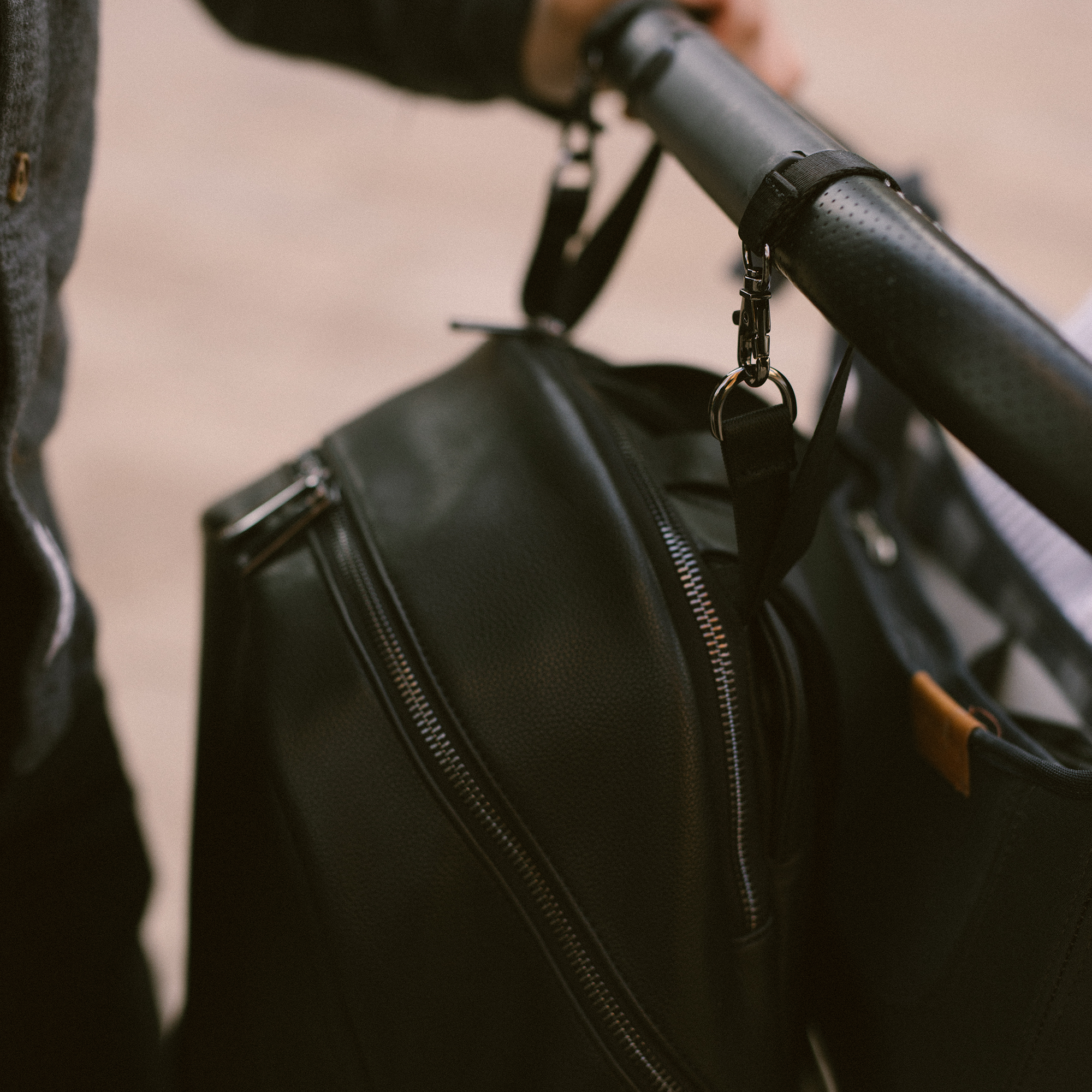 black leather and gold backpack Black Backpack with Gold Hardware | Functional Diaper Bag