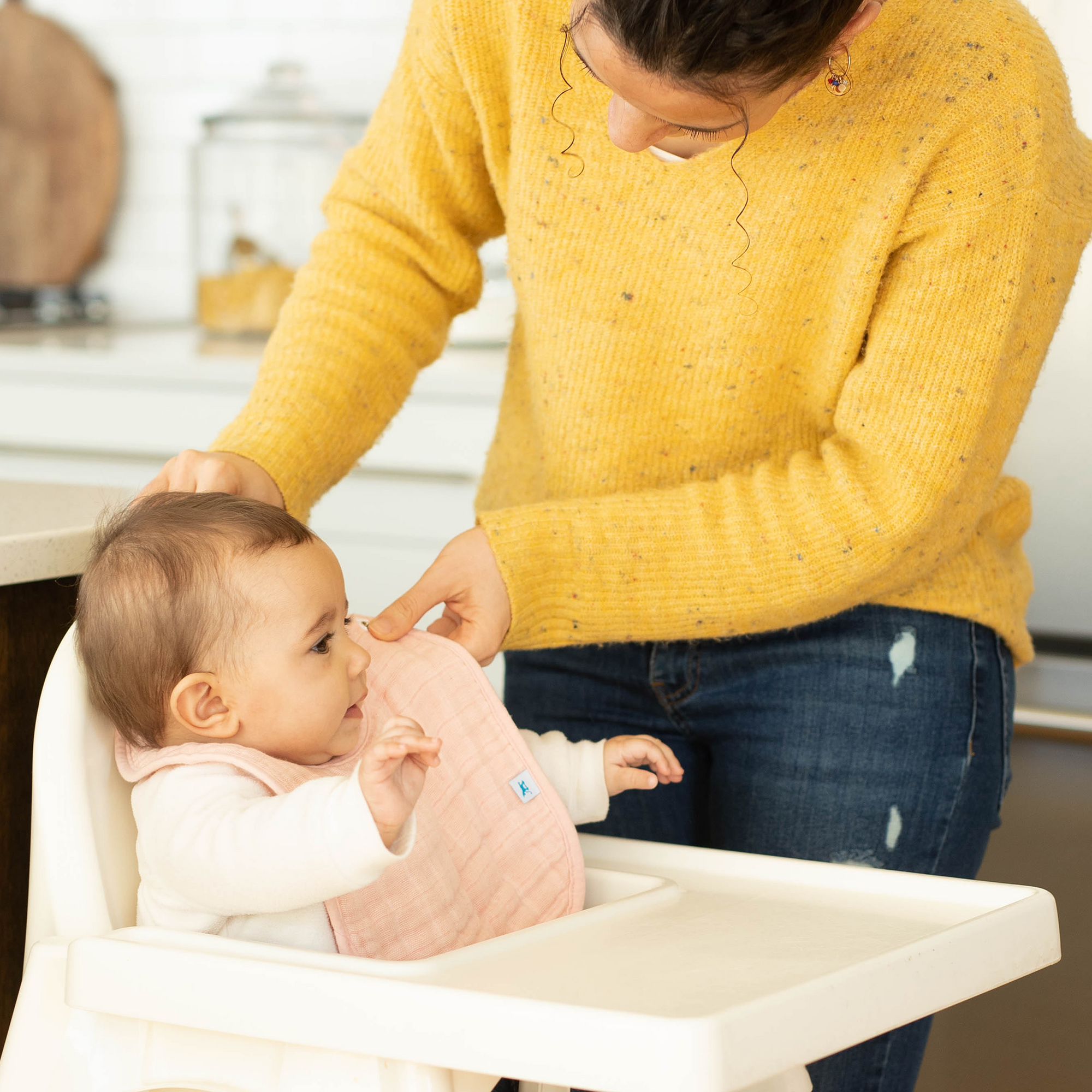 Cotton Muslin Classic Bib 3 Pack - Rose Petal