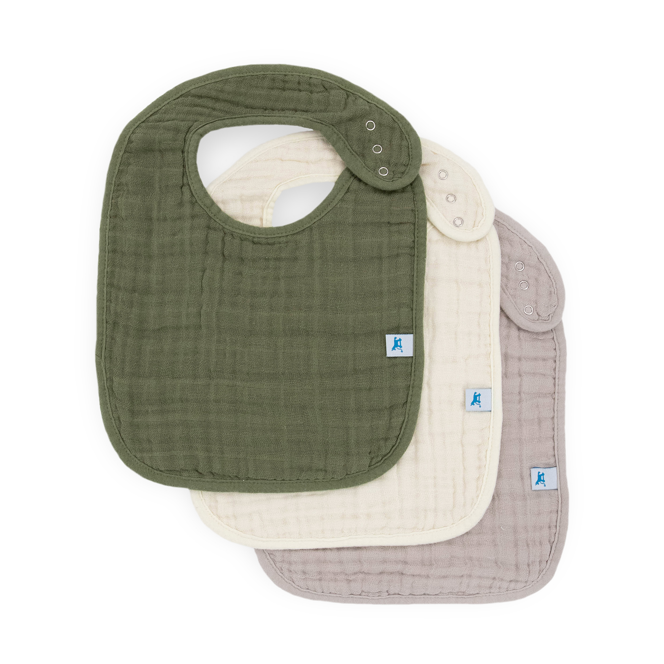 Cotton Muslin Classic Bib 3 Pack - Fern 2