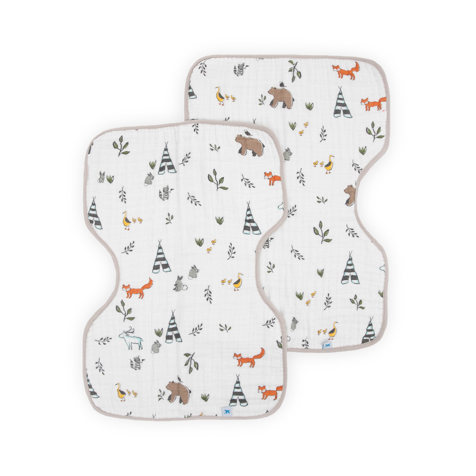Cotton Muslin Burp Cloth 2 Pack Forest Friends Little Unicorn USA