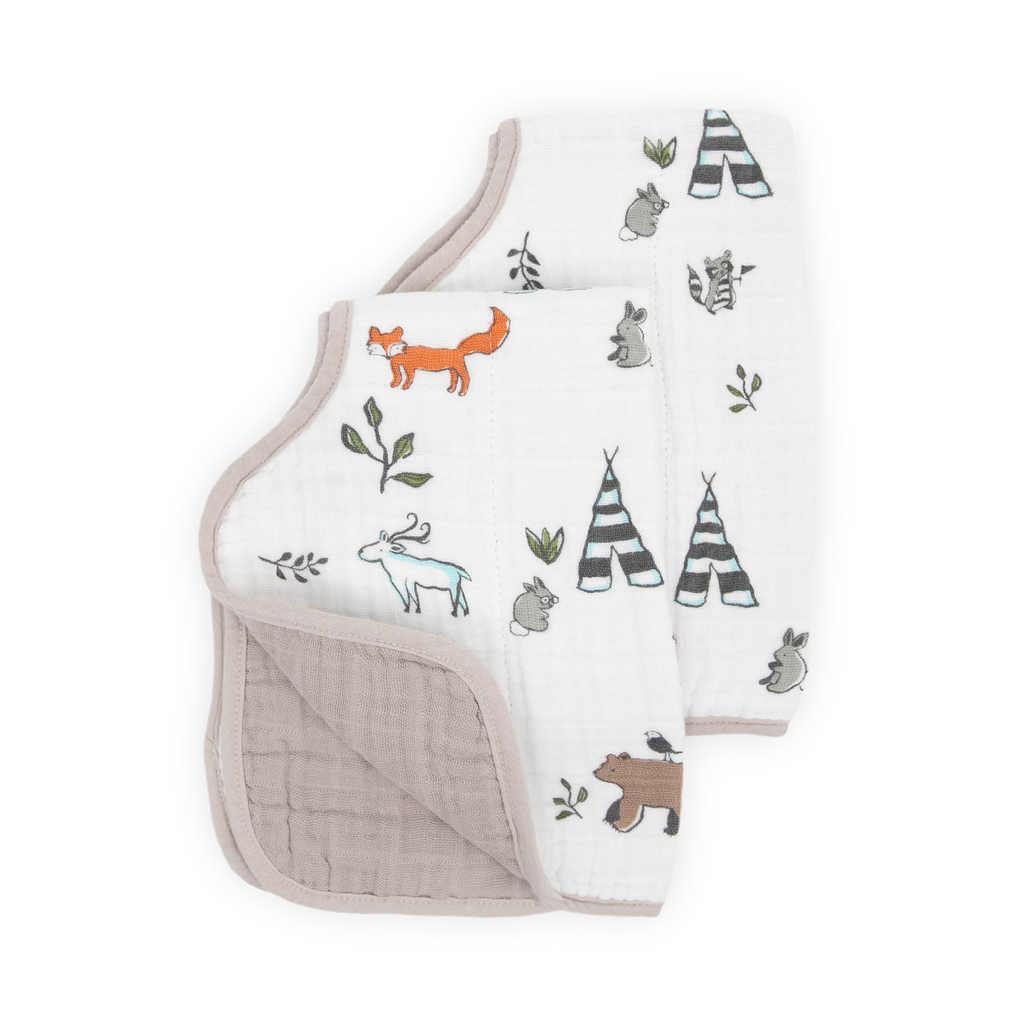 Cotton Muslin Burp Cloth 2 Pack Forest Friends Little Unicorn USA