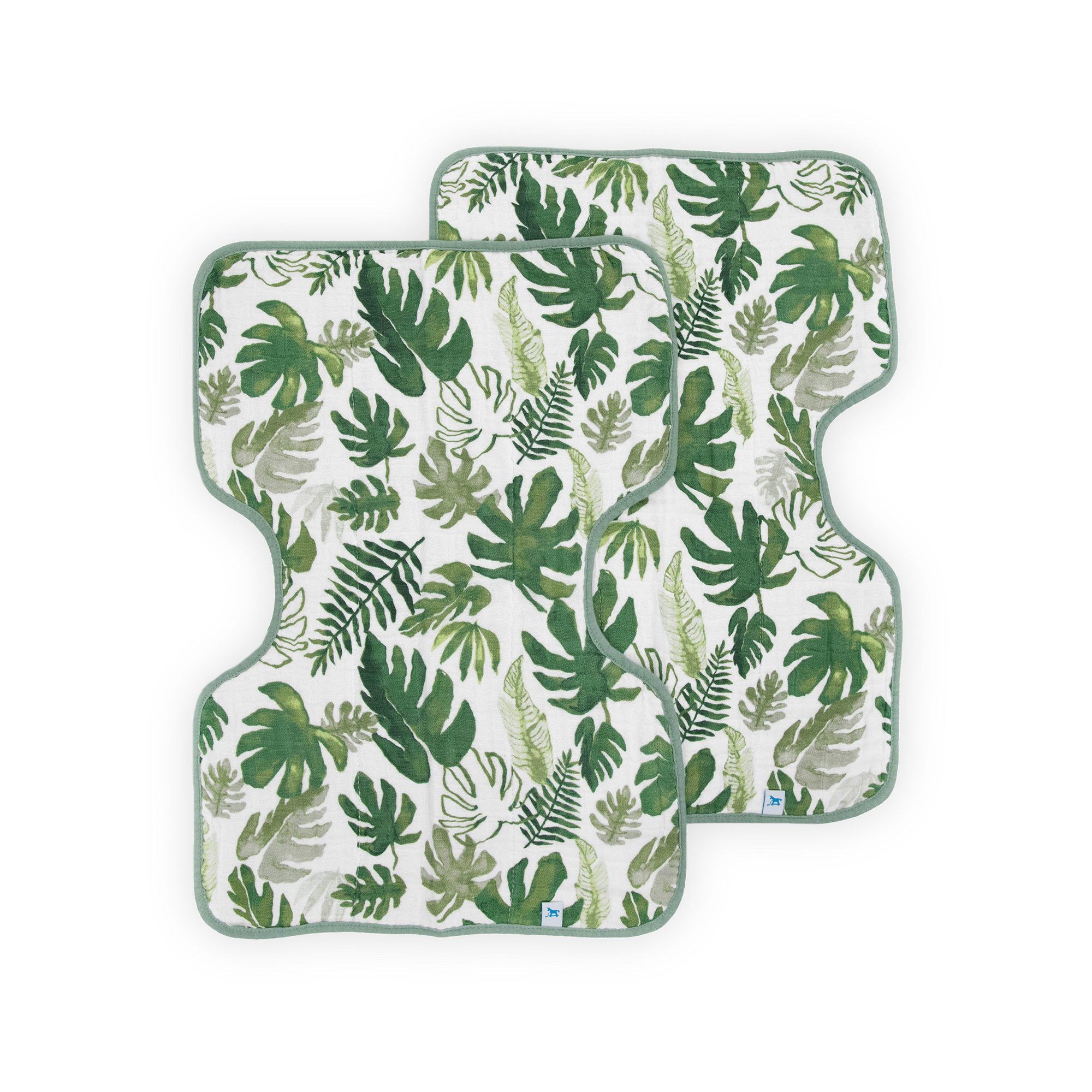 Cotton Muslin Burp Cloth 2 Pack - Tropical Leaf