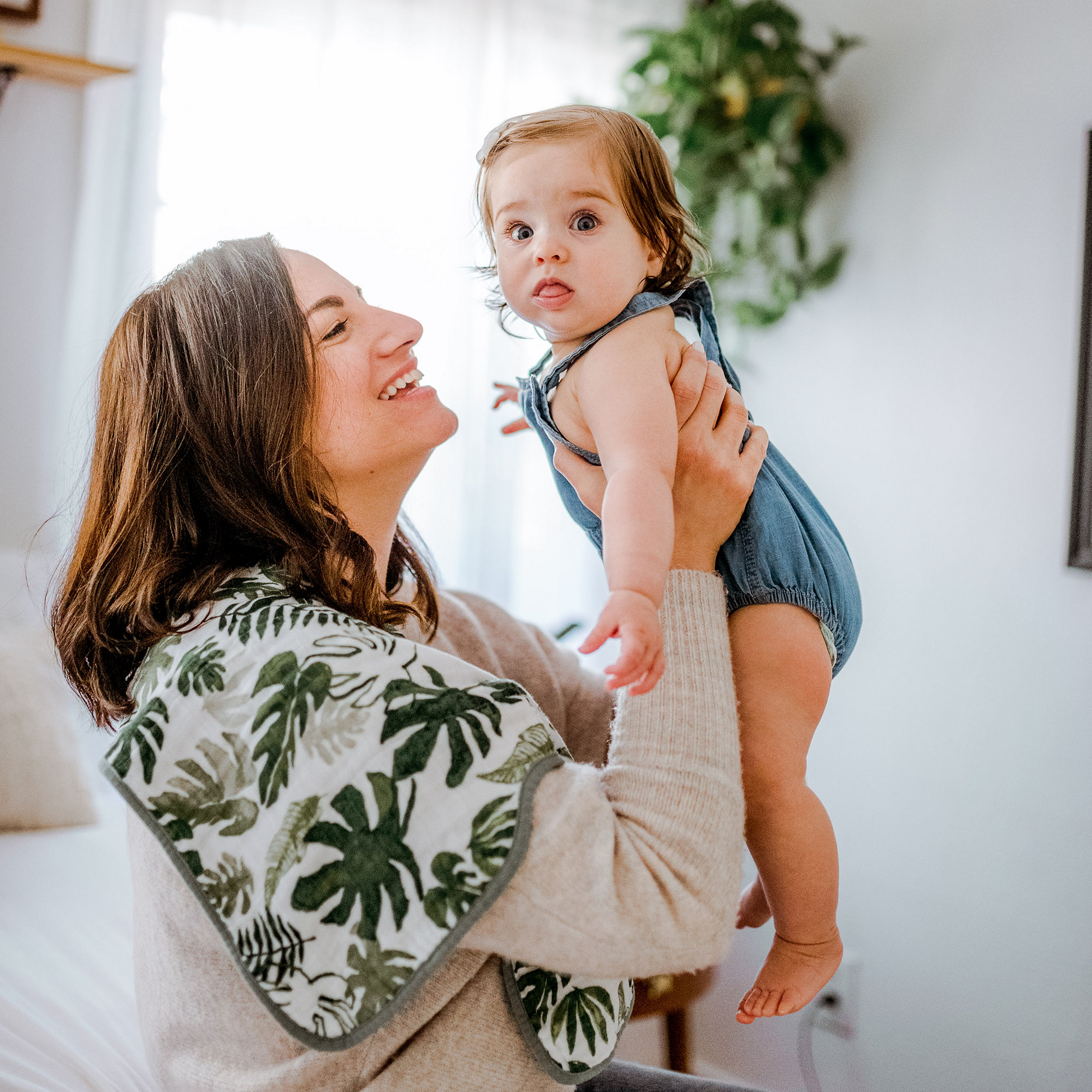 Cotton Muslin Burp Cloth 2 Pack - Tropical Leaf