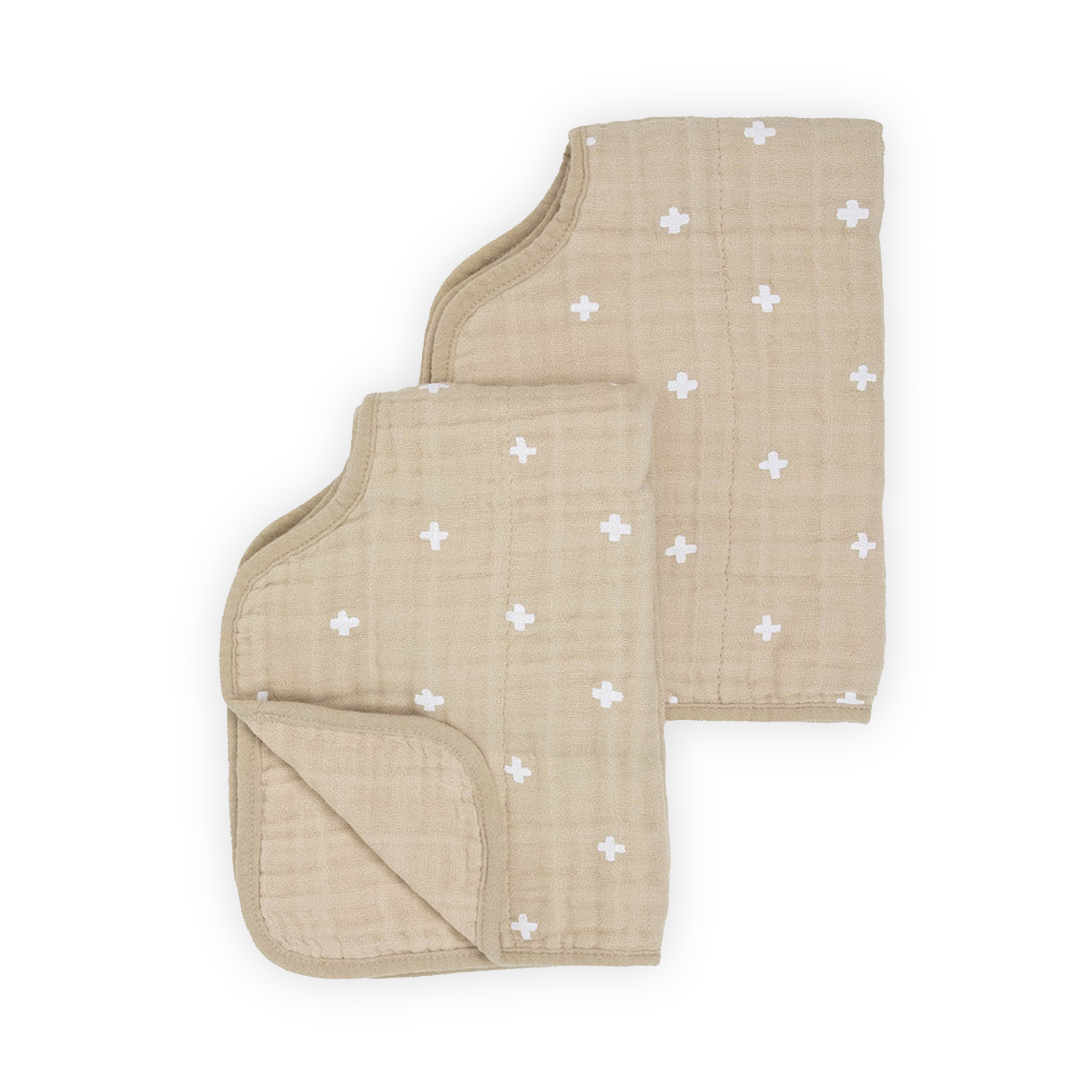 Cotton Muslin Burp Cloth 2 Pack - Taupe Cross
