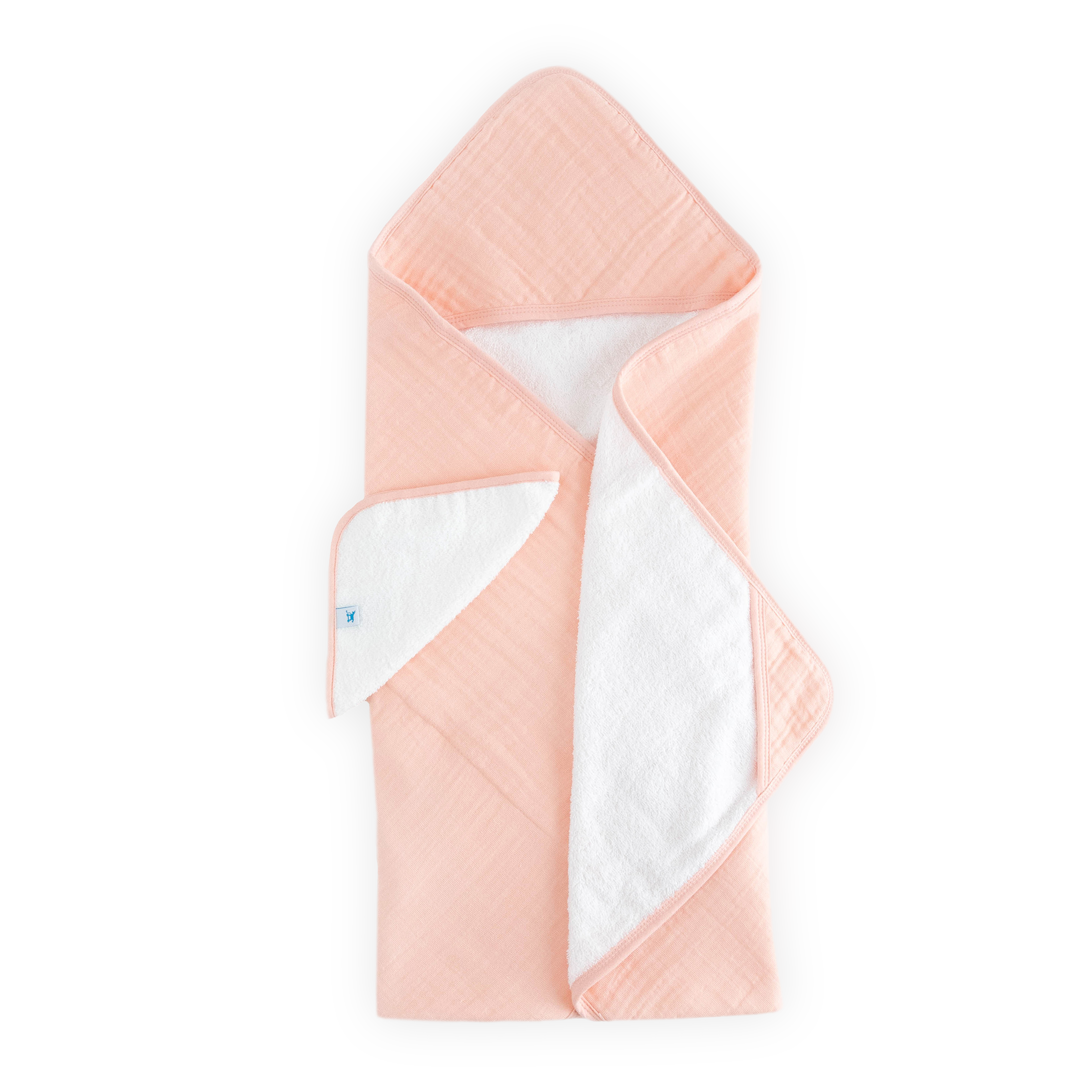 Infant Hooded Towel &amp; Washcloth Set - Rose Petal