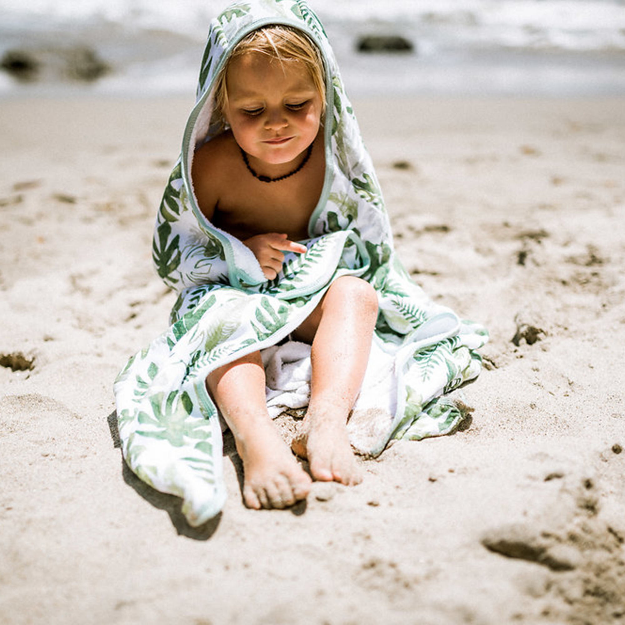 Toddler Hooded Towel - Tropical Leaf