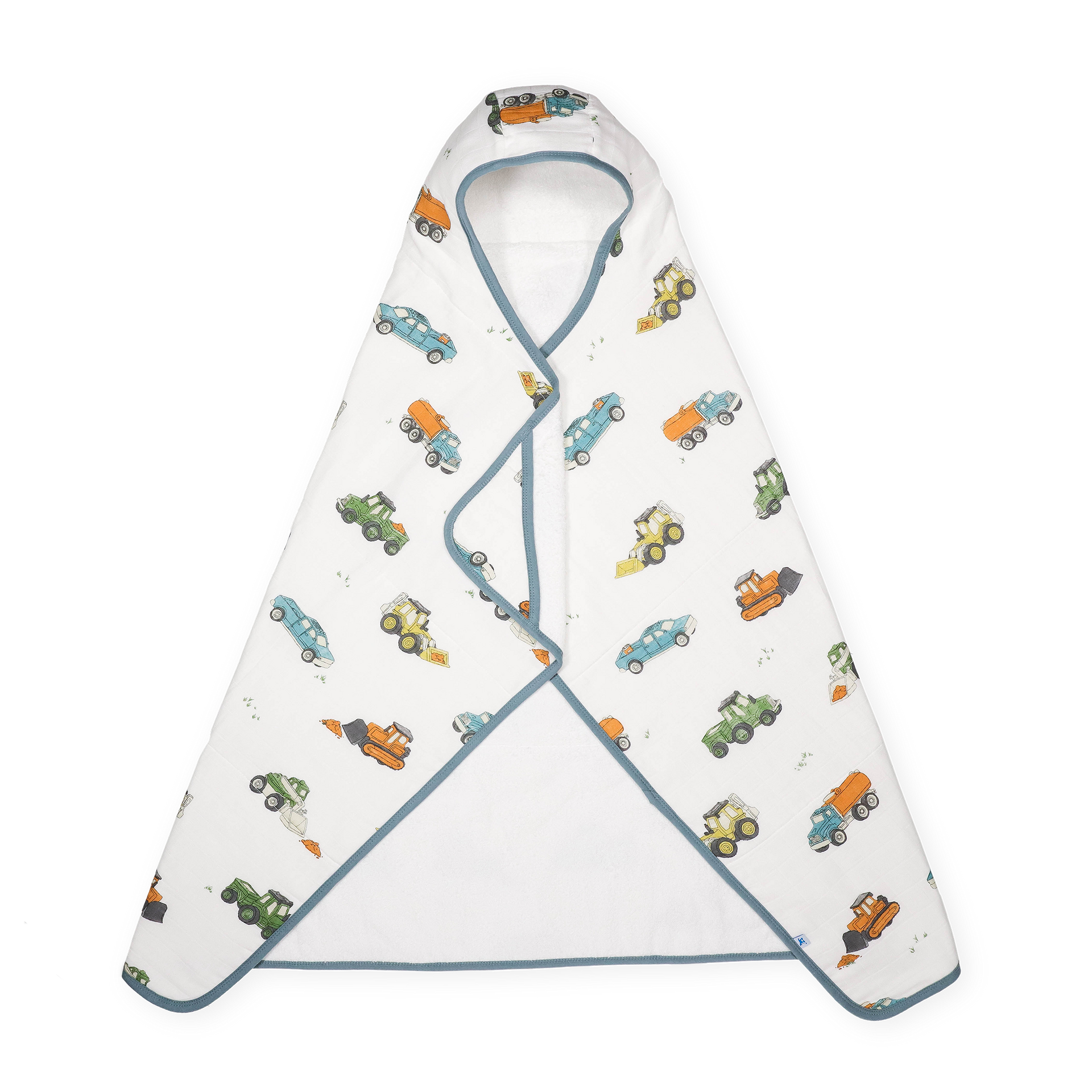 Babyhug Hooded Terry Towel Car Embroidery L 75 x B 75 cm - Green