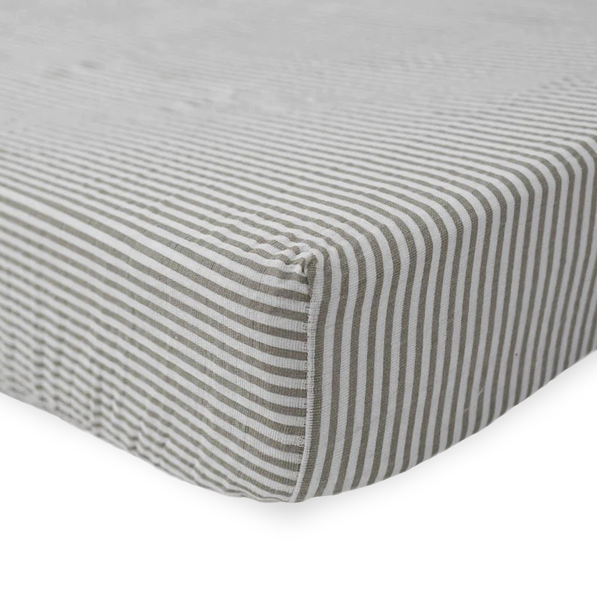Cotton Muslin Crib Sheet Grey Stripe Little Unicorn USA