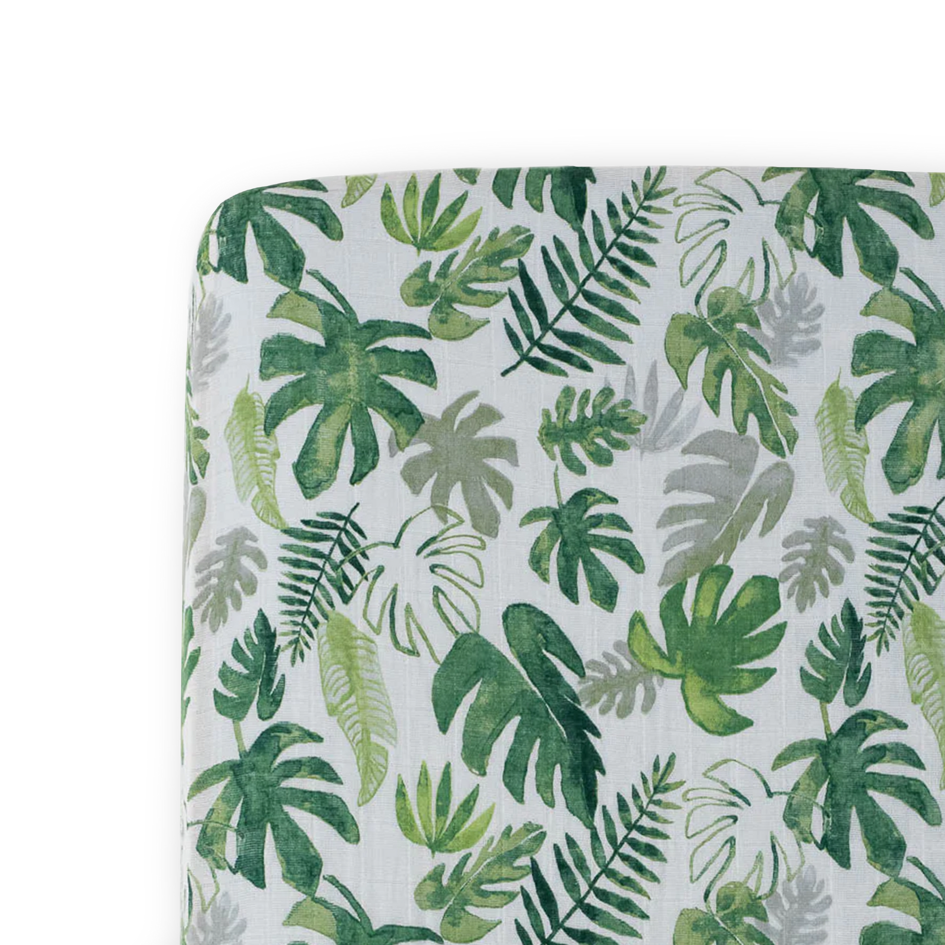 summer infant crib sheet Tropical Leaf Fitted Crib Sheet | Soft Cotton Muslin Bedding
