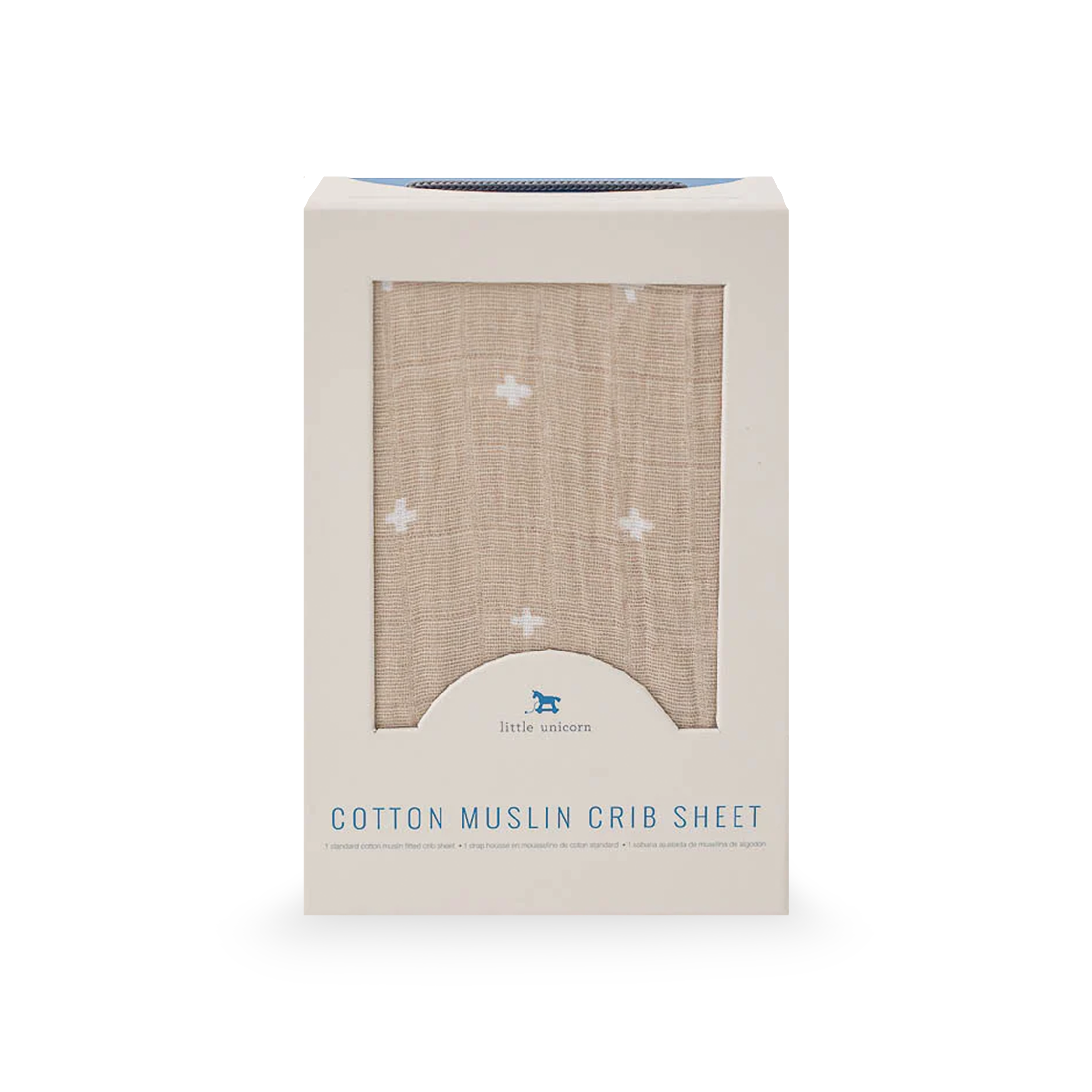 Cotton Muslin Crib Sheet Taupe Cross Little Unicorn USA