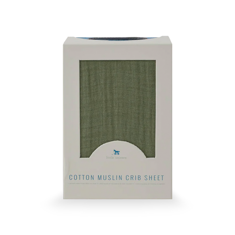 Cotton Muslin Crib Sheet Fern Little Unicorn USA