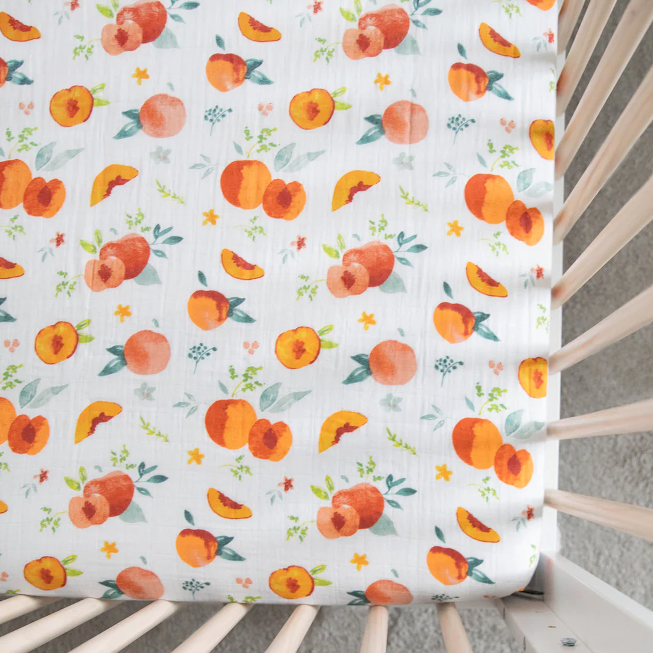 Cotton Muslin Crib Sheet - Georgia Peach
