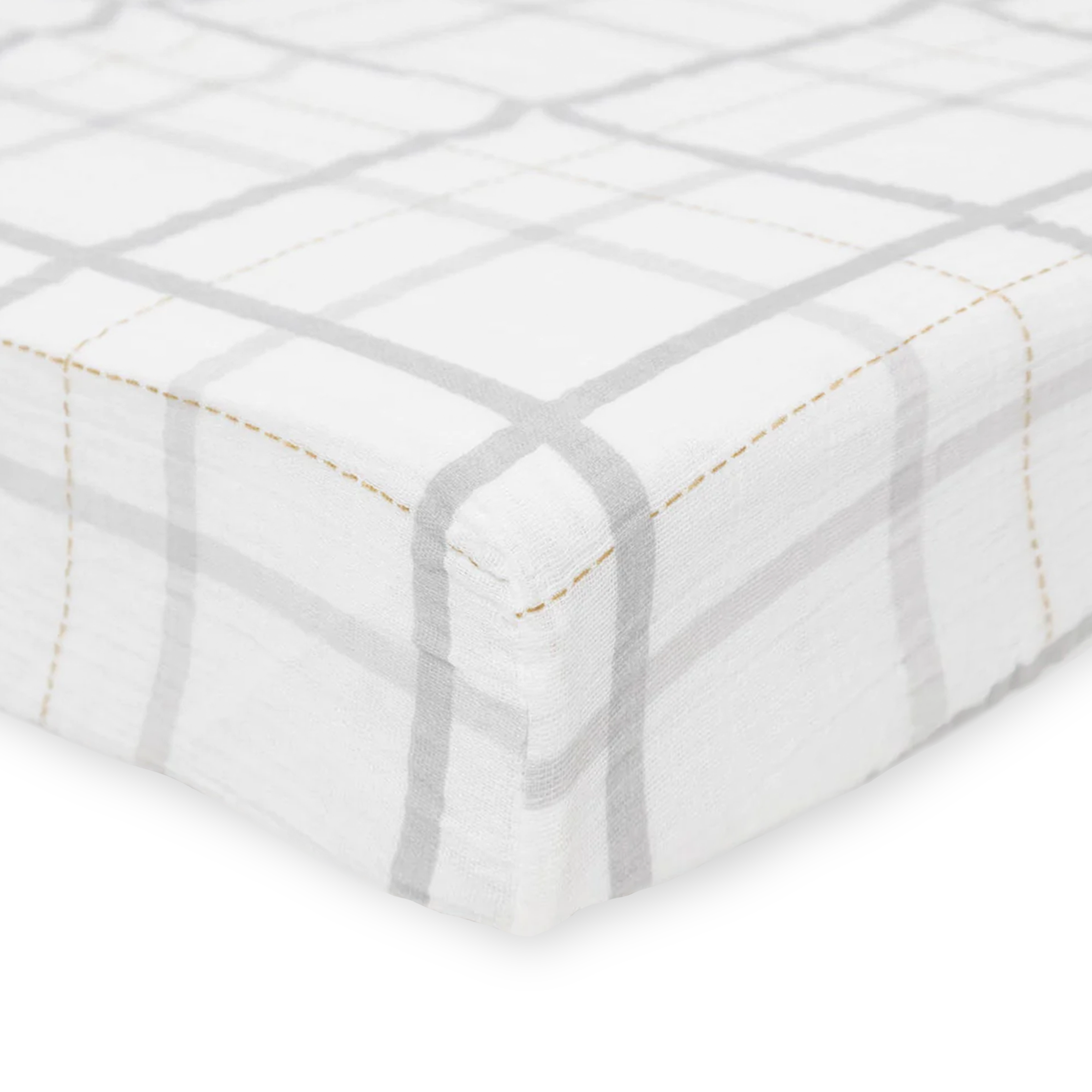 Cotton Muslin Crib Sheet - Grey Plaid