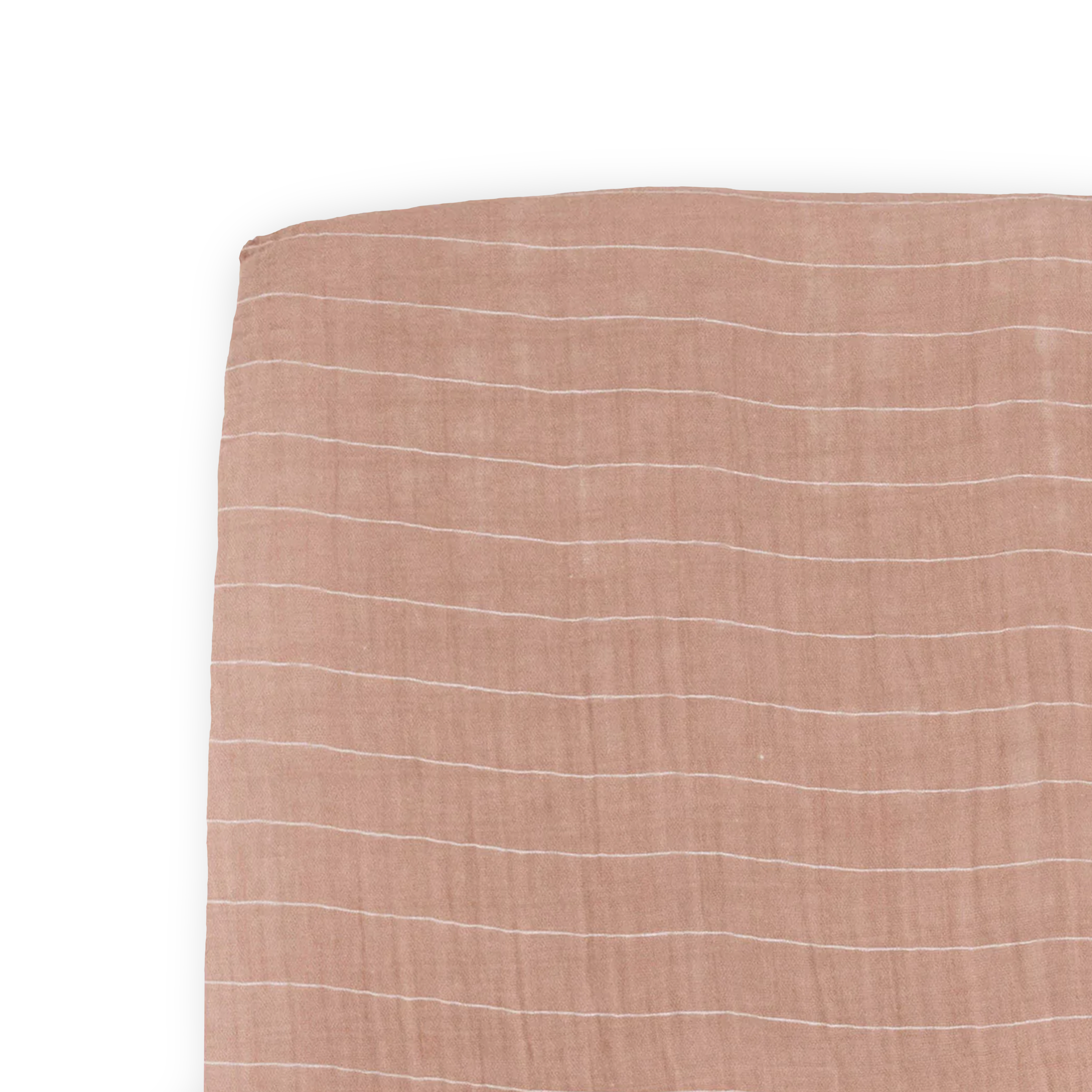 Cotton Muslin Crib Sheet - Mauve Stripe