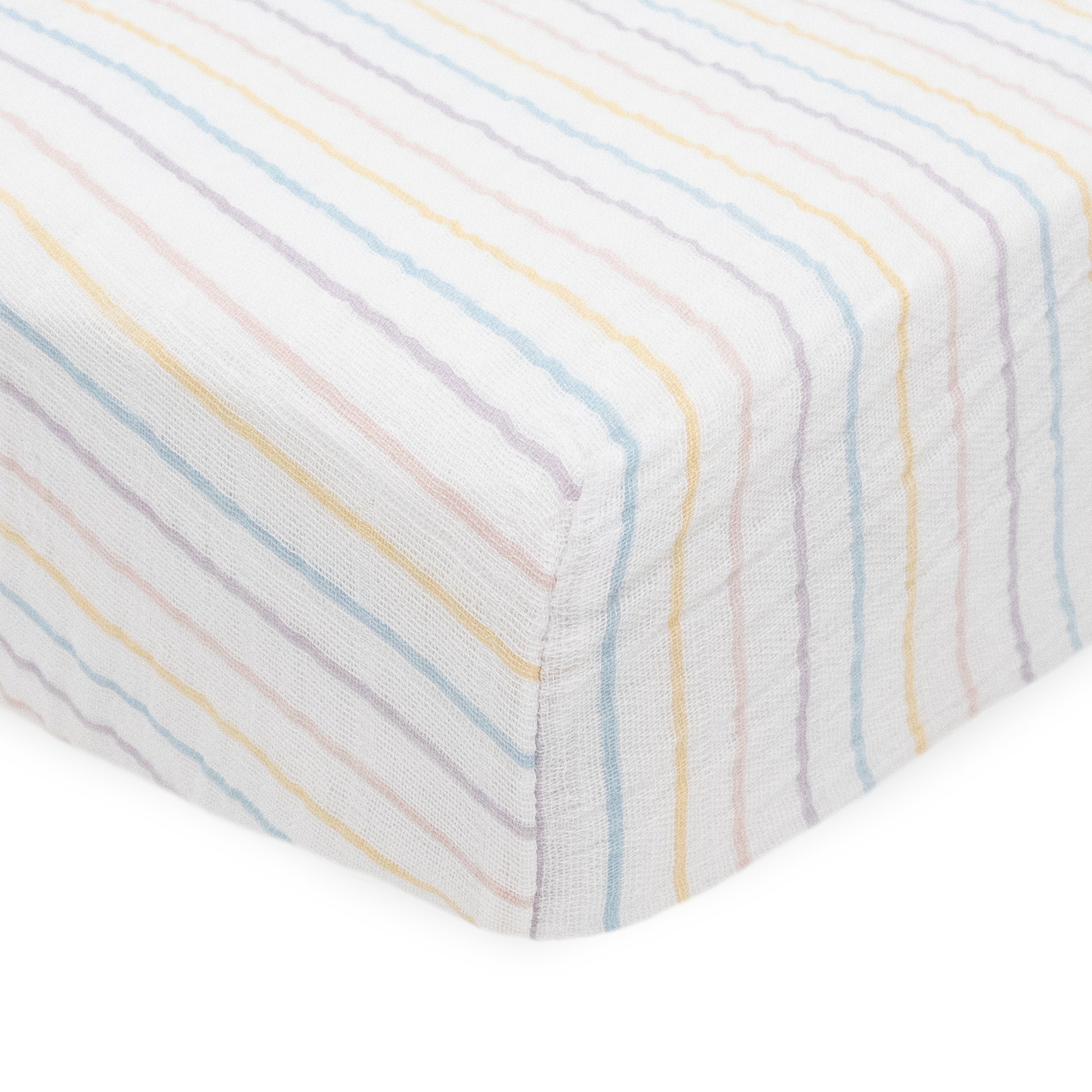 Cotton Muslin Crib Sheet - Unicorn Stripe
