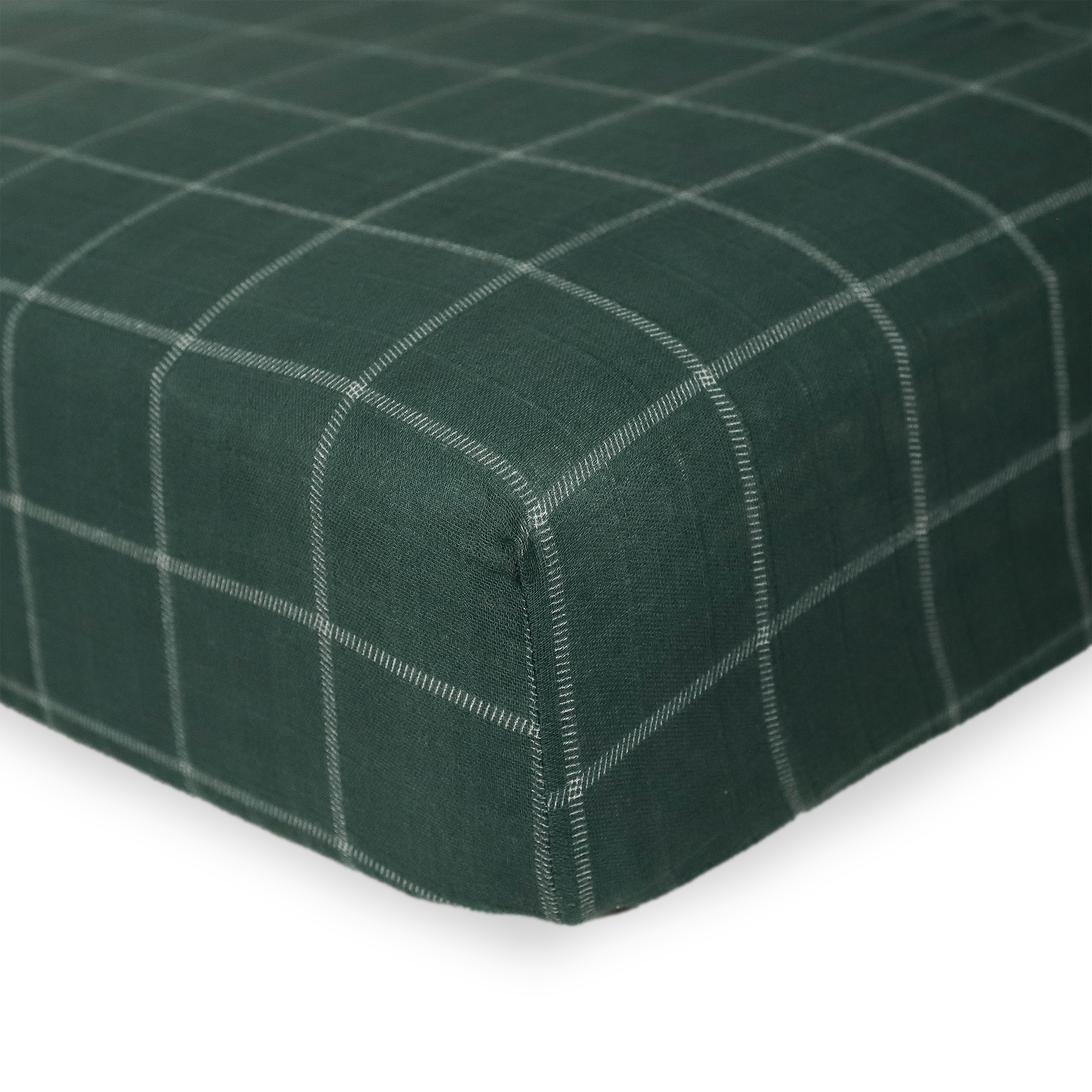 Cotton Muslin Crib Sheet - Evergreen Plaid